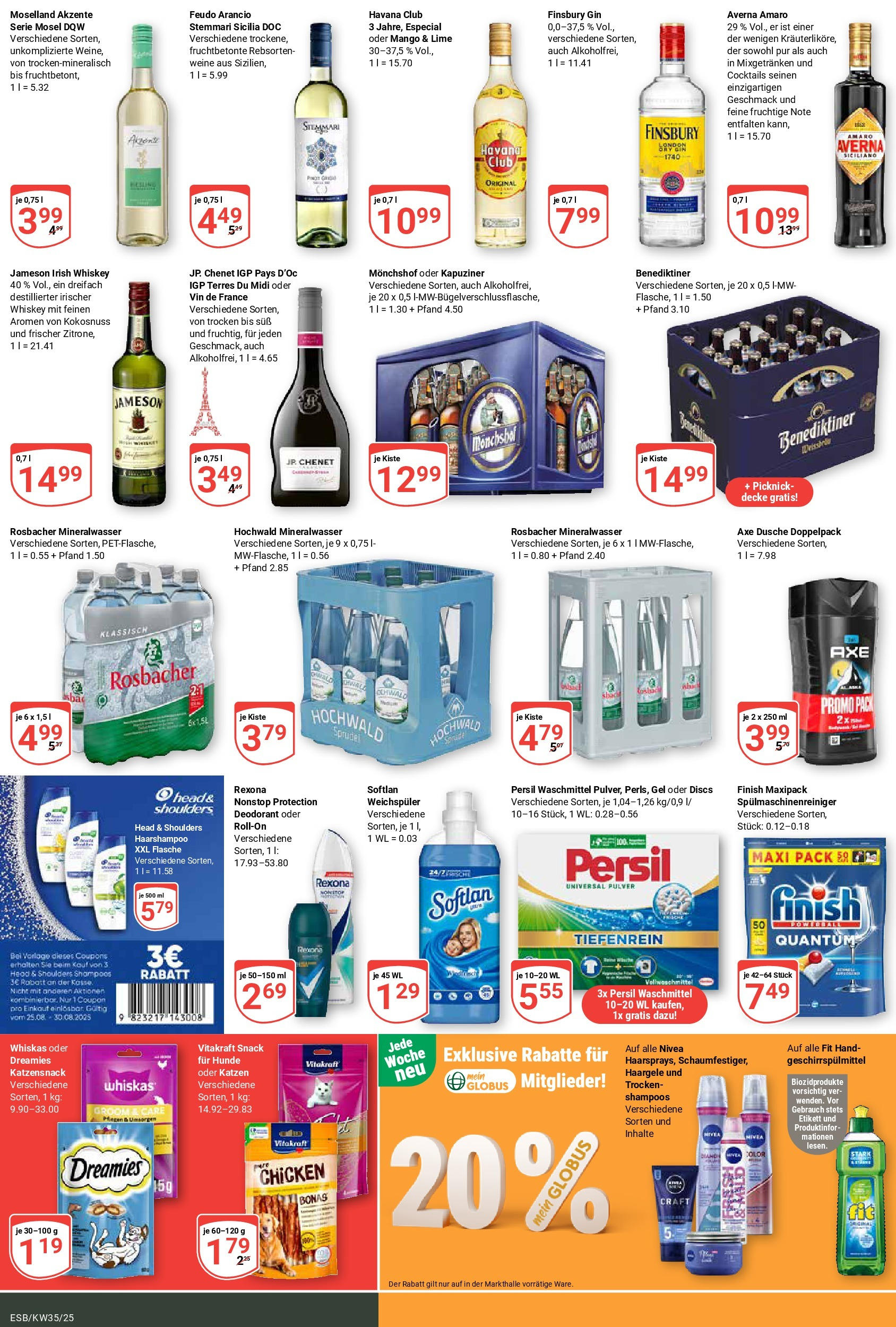 Globus prospekt Eschborn (ab 24.08.2025) » Angebote ab Montag | Seite: 4 | Produkte: Decke, Jameson, Geschirrspülmittel, Whiskey Globus prospekt Eschborn (ab 24.08.2025) » Angebote online | Seite: 4 | Produkte: Decke, Jameson, Geschirrspülmittel, Whiskey