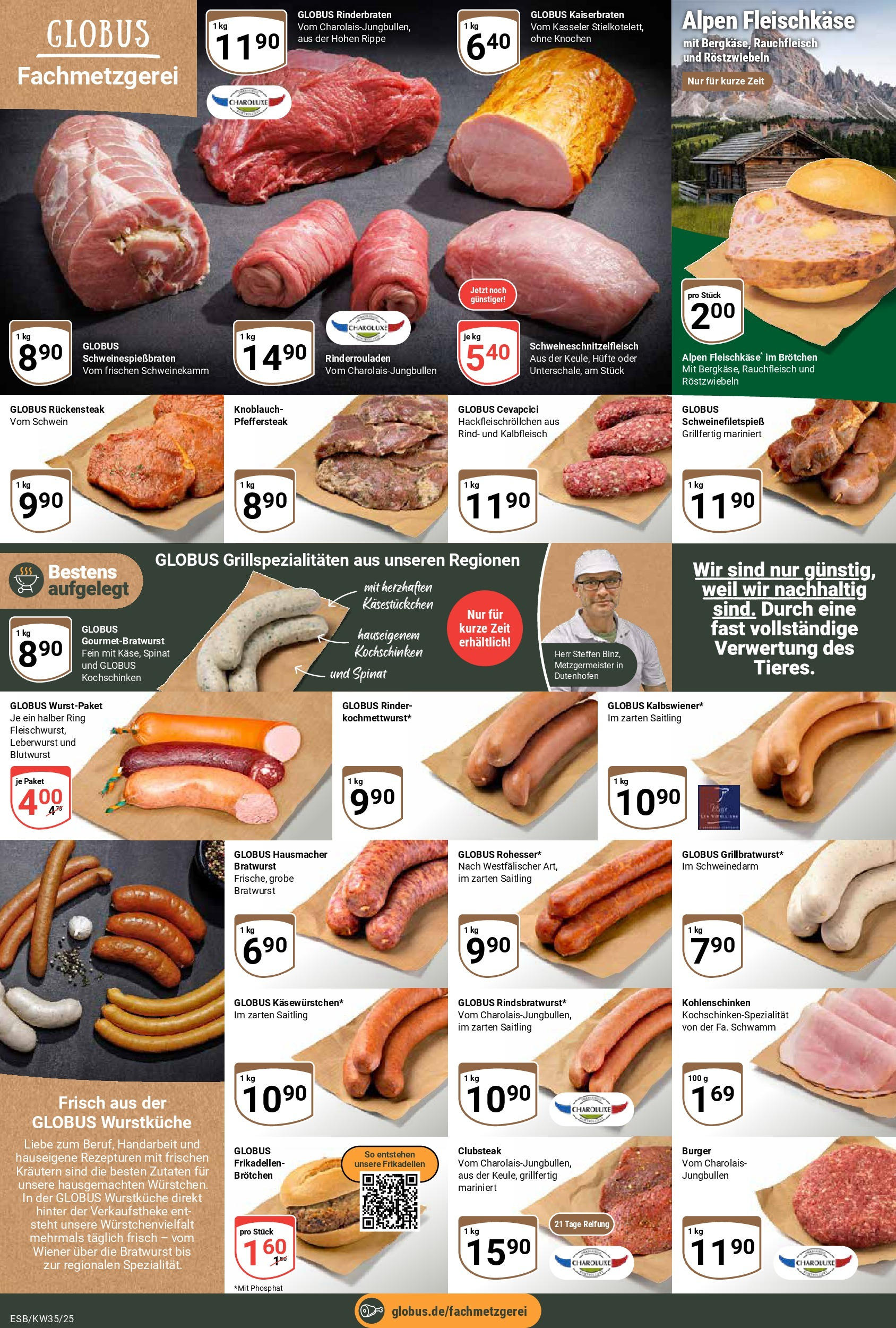 Globus prospekt Eschborn (ab 24.08.2025) » Angebote ab Montag | Seite: 8 | Produkte: Rinderrouladen, Rinderbraten, Cevapcici, Knoblauch Globus prospekt Eschborn (ab 24.08.2025) » Angebote online | Seite: 8 | Produkte: Rinderrouladen, Rinderbraten, Cevapcici, Knoblauch
