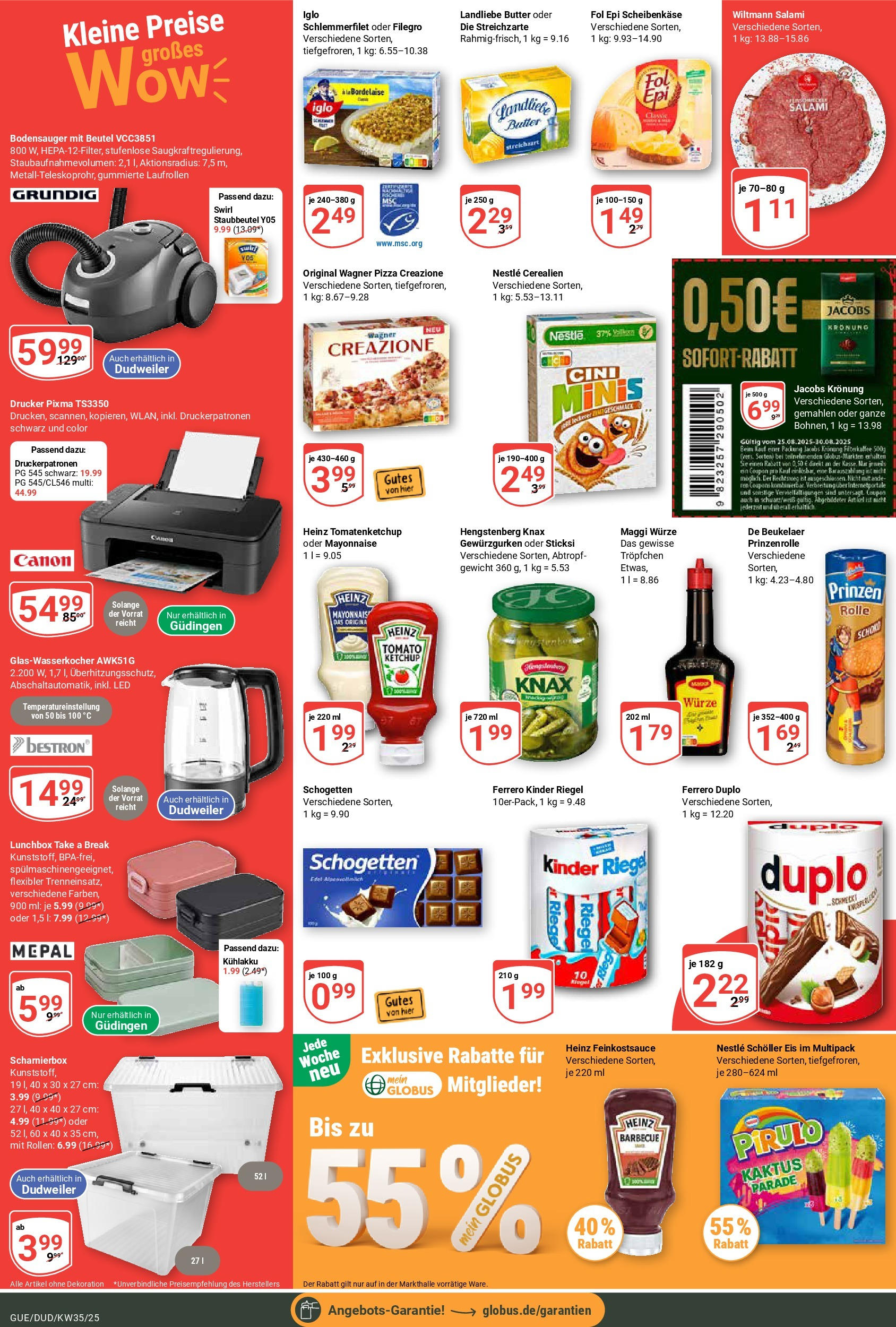 Globus prospekt Saarbrücken-Güdingen (ab 24.08.2025) » Angebote ab Montag | Seite: 6 | Produkte: Ferrero duplo, Schogetten, Eis, Drucker Globus prospekt Saarbrücken-Güdingen (ab 24.08.2025) » Angebote online | Seite: 6 | Produkte: Ferrero duplo, Schogetten, Eis, Drucker