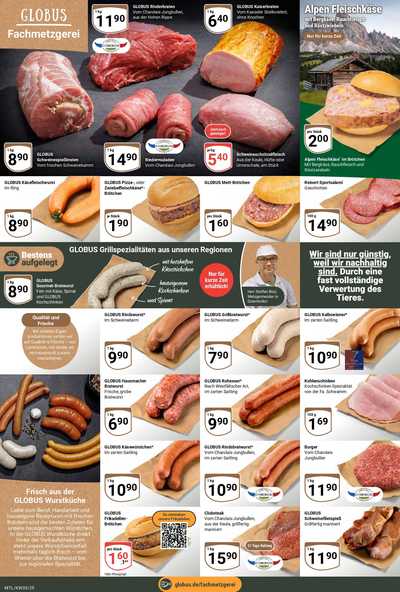 Globus prospekt Maintal-Dörnigheim (ab 24.08.2025) » Angebote ab Montag | Seite: 8 | Produkte: Rinderrouladen, Rinderbraten, Bratwurst, Burger Globus prospekt Maintal-Dörnigheim (ab 24.08.2025) » Angebote online | Seite: 8 | Produkte: Rinderrouladen, Rinderbraten, Bratwurst, Burger