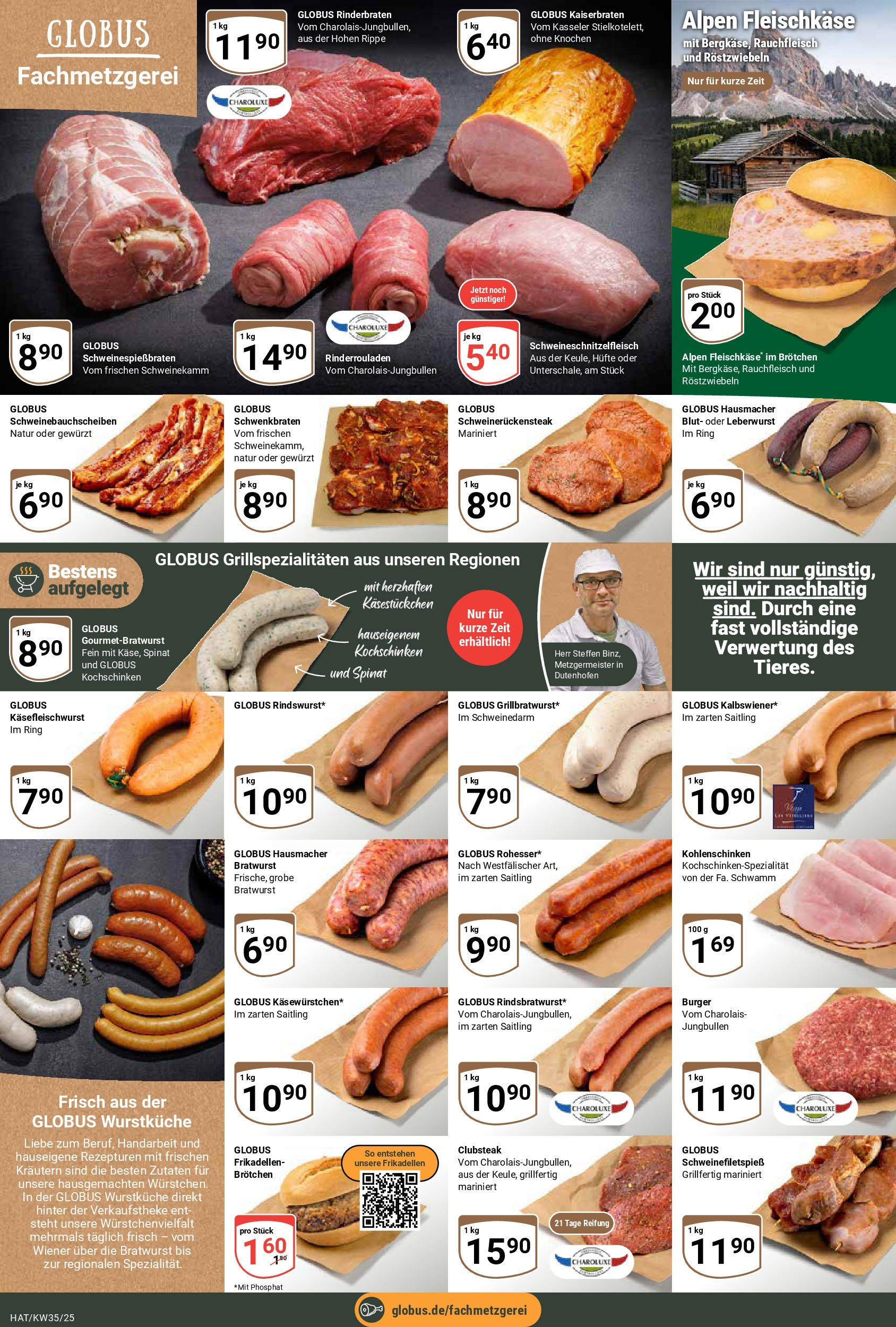 Globus prospekt Hattersheim (ab 24.08.2025) » Angebote ab Montag | Seite: 8 | Produkte: Rinderrouladen, Rinderbraten, Bratwurst, Burger Globus prospekt Hattersheim (ab 24.08.2025) » Angebote online | Seite: 8 | Produkte: Rinderrouladen, Rinderbraten, Bratwurst, Burger