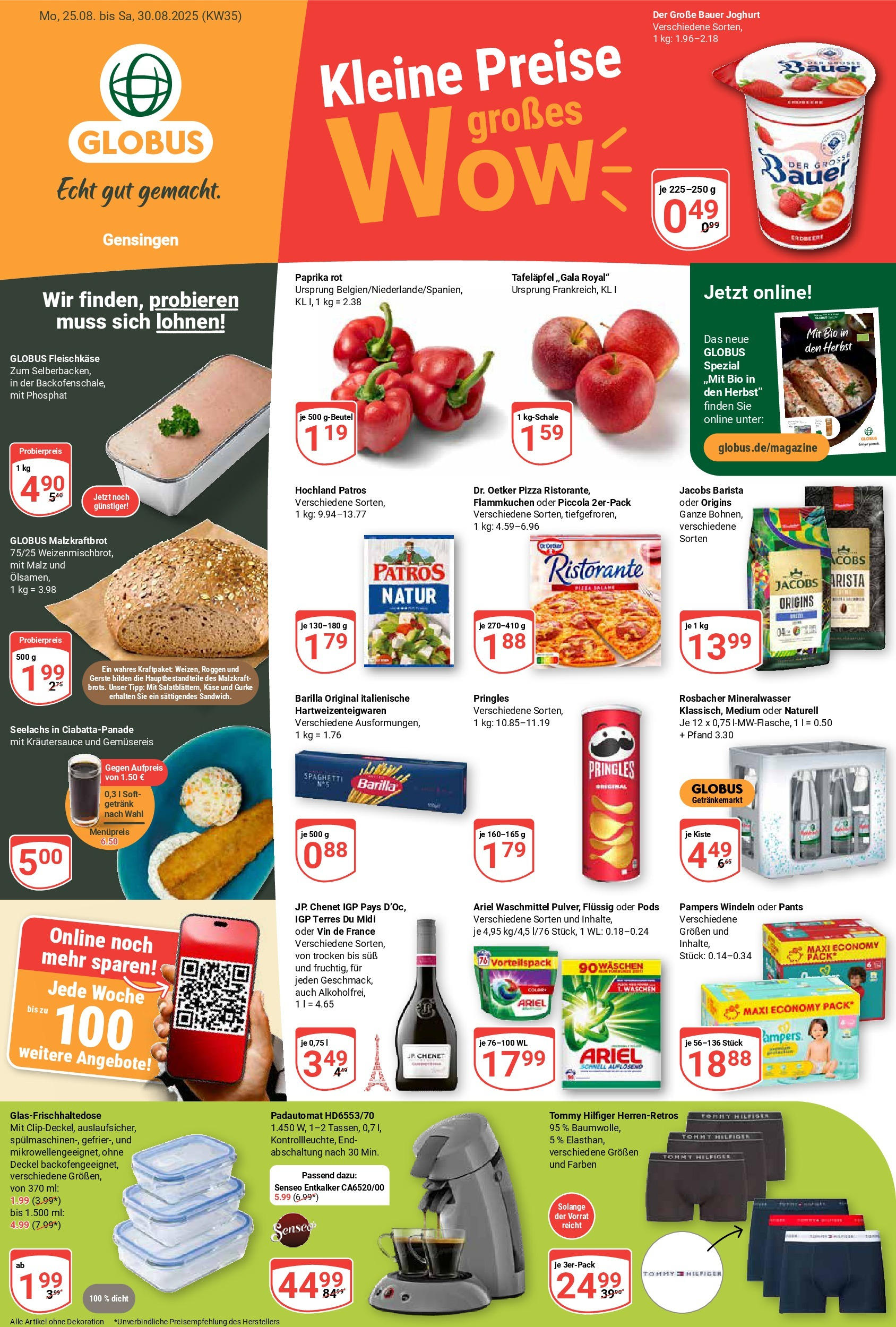 Globus prospekt Gensingen (ab 24.08.2025) » Angebote ab Montag | Seite: 1 | Produkte: Ristorante, Bauer joghurt, Pizza, Pringles Globus prospekt Gensingen (ab 24.08.2025) » Angebote online | Seite: 1 | Produkte: Ristorante, Bauer joghurt, Pizza, Pringles