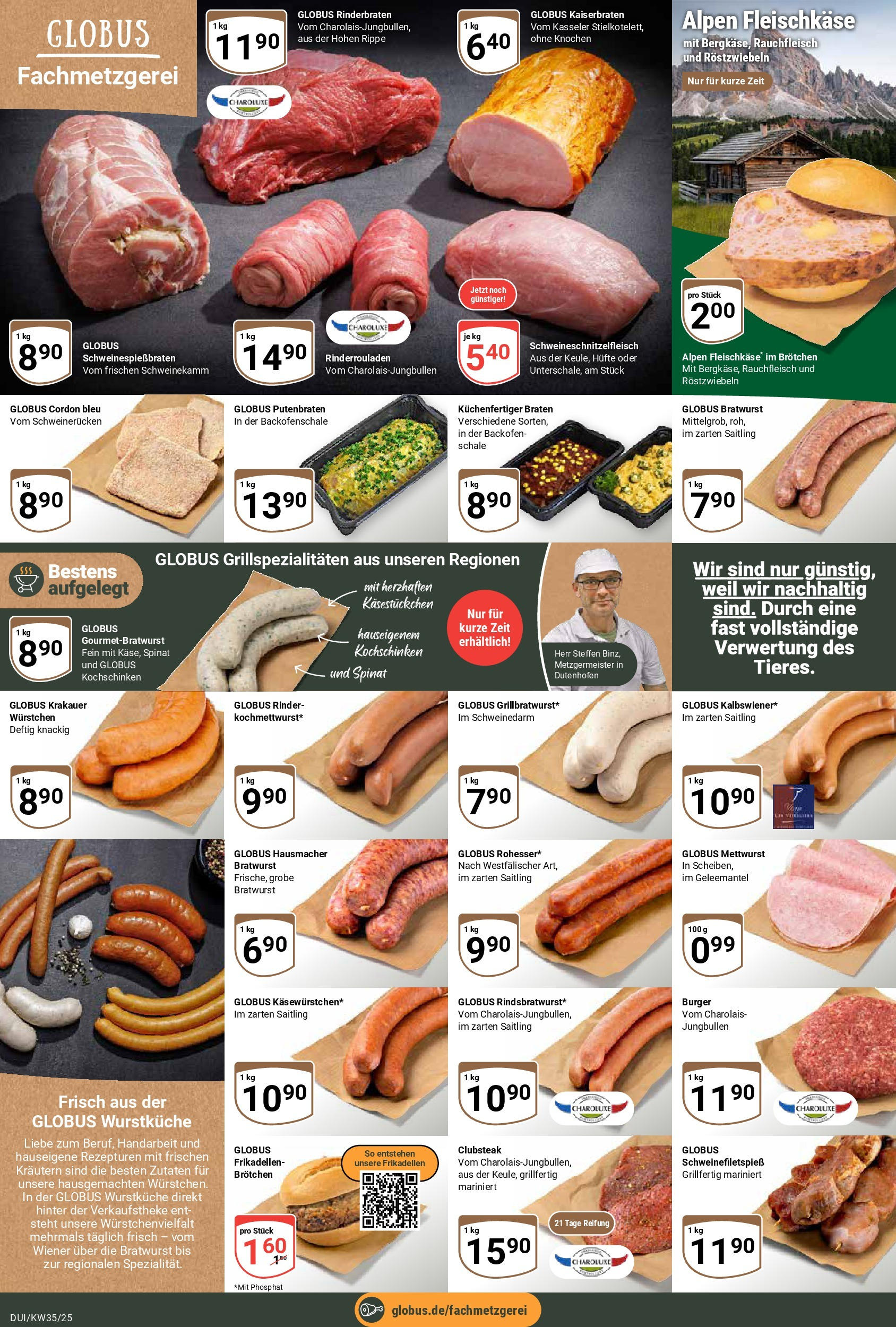 Globus prospekt Duisburg (ab 24.08.2025) » Angebote ab Montag | Seite: 7 | Produkte: Rinderbraten, Bratwurst, Burger, Backofen Globus prospekt Duisburg (ab 24.08.2025) » Angebote online | Seite: 7 | Produkte: Rinderbraten, Bratwurst, Burger, Backofen
