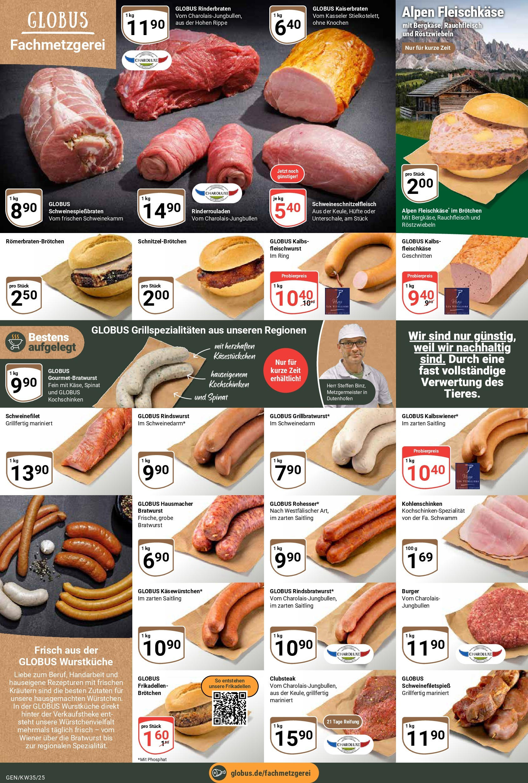 Globus prospekt Gensingen (ab 24.08.2025) » Angebote ab Montag | Seite: 7 | Produkte: Rinderrouladen, Bratwurst, Burger, Schweinefilet Globus prospekt Gensingen (ab 24.08.2025) » Angebote online | Seite: 7 | Produkte: Rinderrouladen, Bratwurst, Burger, Schweinefilet