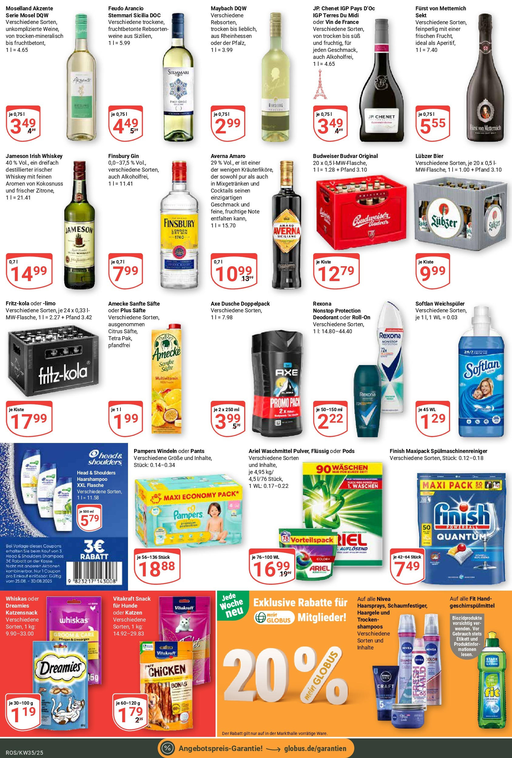 Globus prospekt Lambrechtshagen (ab 24.08.2025) » Angebote ab Montag | Seite: 3 | Produkte: Bier, Deodorant, Axe, Spülmaschinenreiniger Globus prospekt Lambrechtshagen (ab 24.08.2025) » Angebote online | Seite: 3 | Produkte: Bier, Deodorant, Axe, Spülmaschinenreiniger