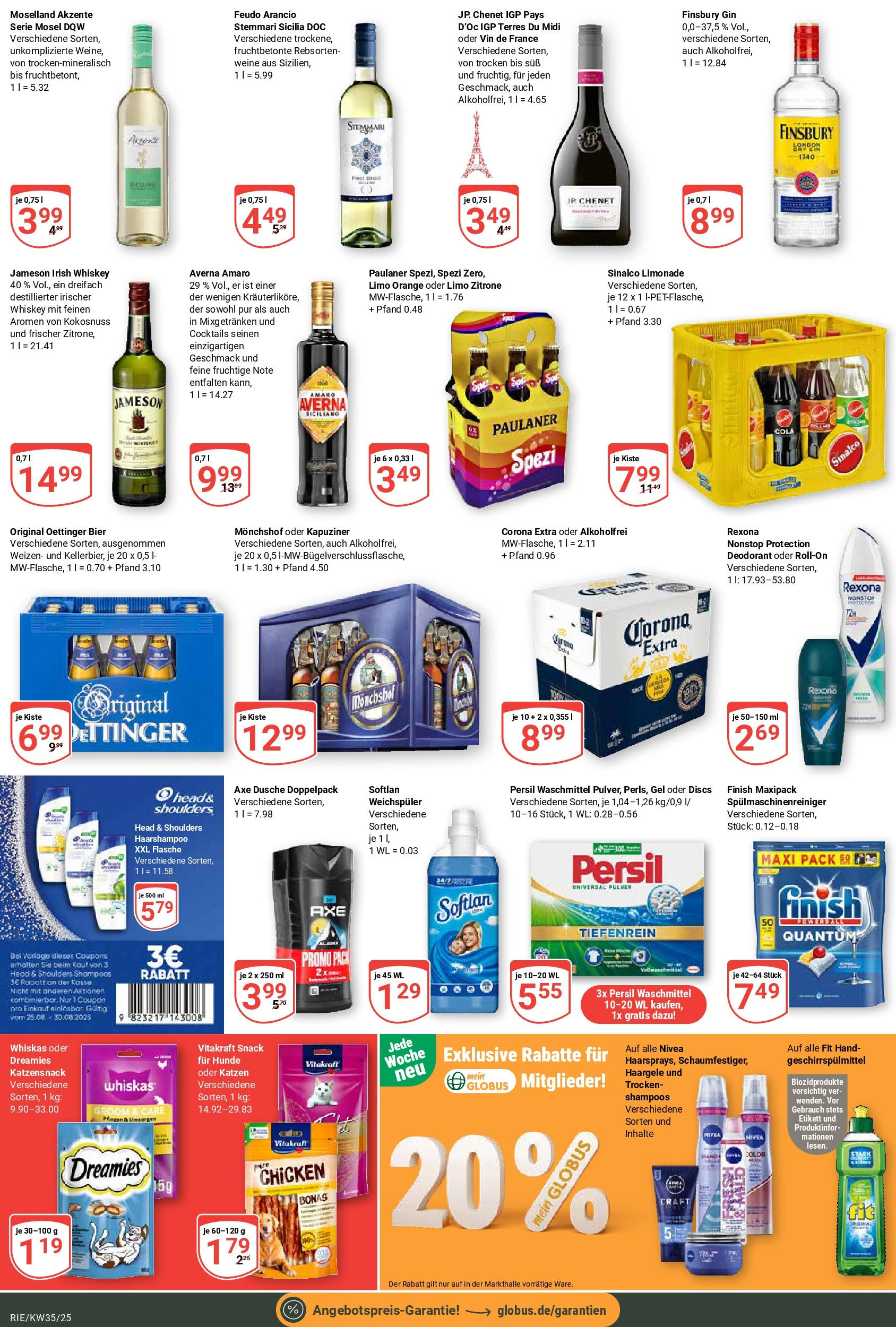 Globus prospekt Bochum-Riemke (ab 24.08.2025) » Angebote ab Montag | Seite: 4 | Produkte: Bier, Oettinger, Finish, Weichspüler Globus prospekt Bochum-Riemke (ab 24.08.2025) » Angebote online | Seite: 4 | Produkte: Bier, Oettinger, Finish, Weichspüler