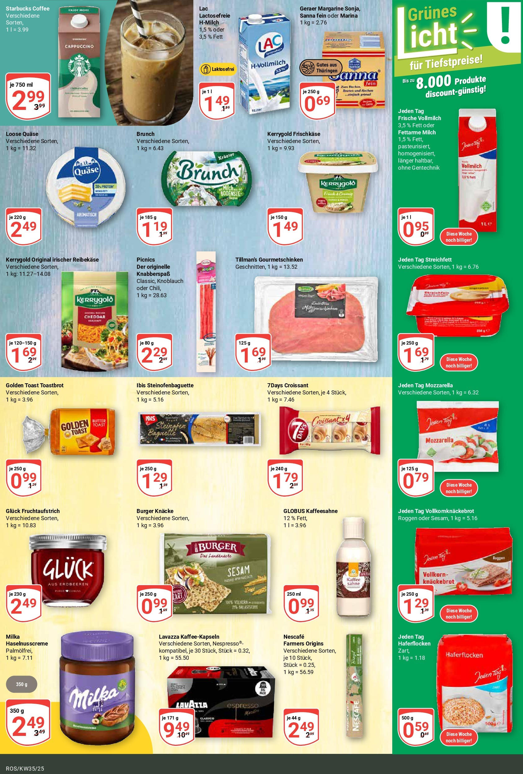 Globus prospekt Lambrechtshagen (ab 24.08.2025) » Angebote ab Montag | Seite: 12 | Produkte: Margarine, Milch, Kaffee, Baguette Globus prospekt Lambrechtshagen (ab 24.08.2025) » Angebote online | Seite: 12 | Produkte: Margarine, Milch, Kaffee, Baguette