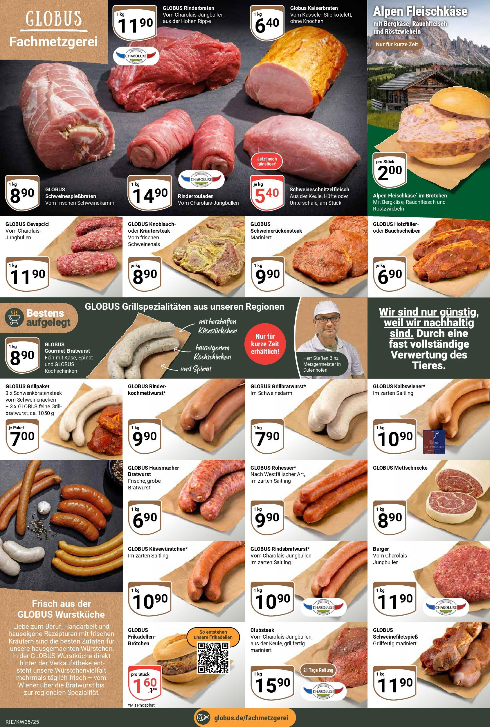 Globus prospekt Bochum-Riemke (ab 24.08.2025) » Angebote ab Montag | Seite: 7 | Produkte: Bratwurst, Cevapcici, Burger, Schweinenacken Globus prospekt Bochum-Riemke (ab 24.08.2025) » Angebote online | Seite: 7 | Produkte: Bratwurst, Cevapcici, Burger, Schweinenacken