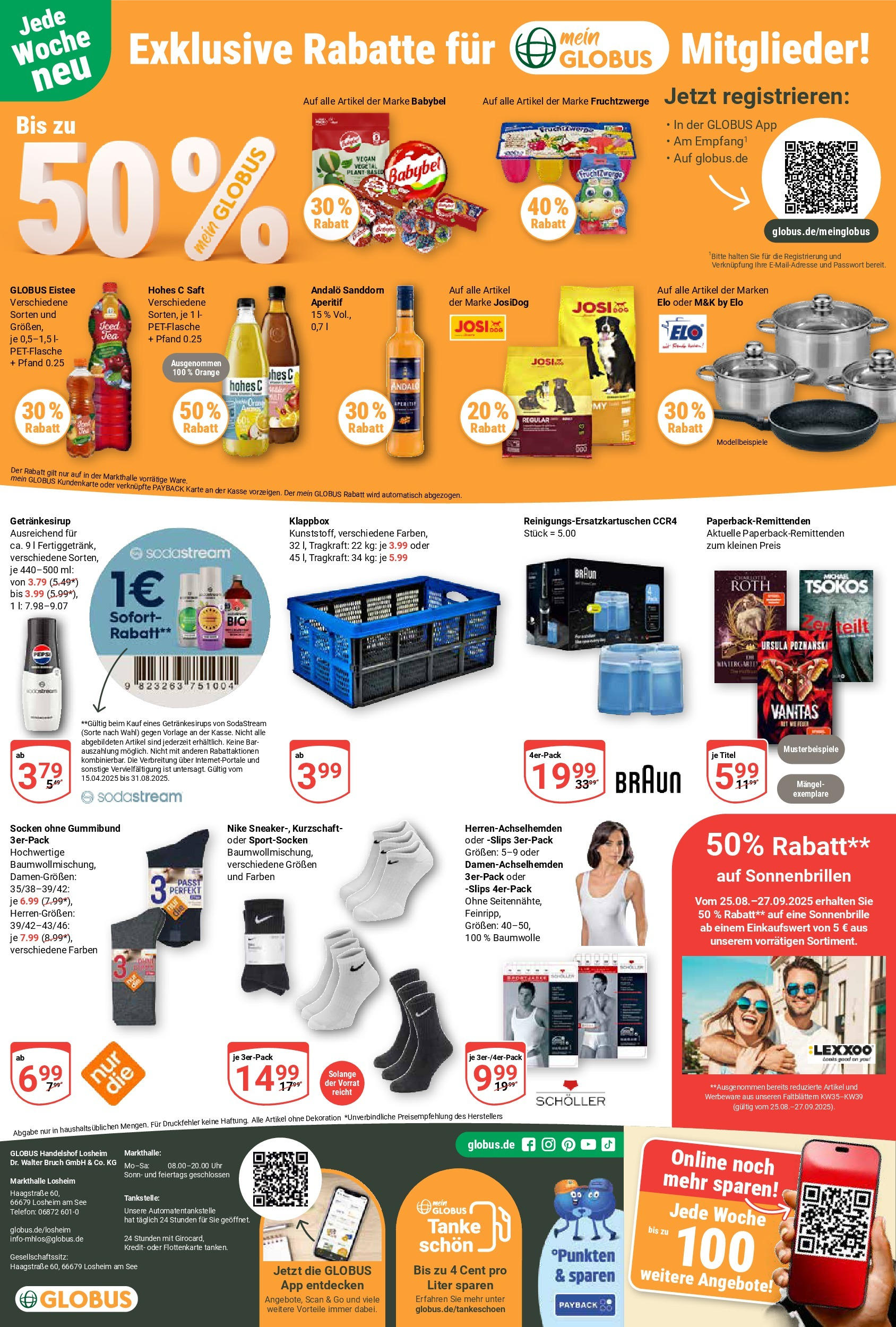 Globus prospekt Losheim Am See (ab 24.08.2025) » Angebote ab Montag | Seite: 22 | Produkte: Fruchtzwerge, Socken, Babybel, Uhr Globus prospekt Losheim Am See (ab 24.08.2025) » Angebote online | Seite: 22 | Produkte: Fruchtzwerge, Socken, Babybel, Uhr