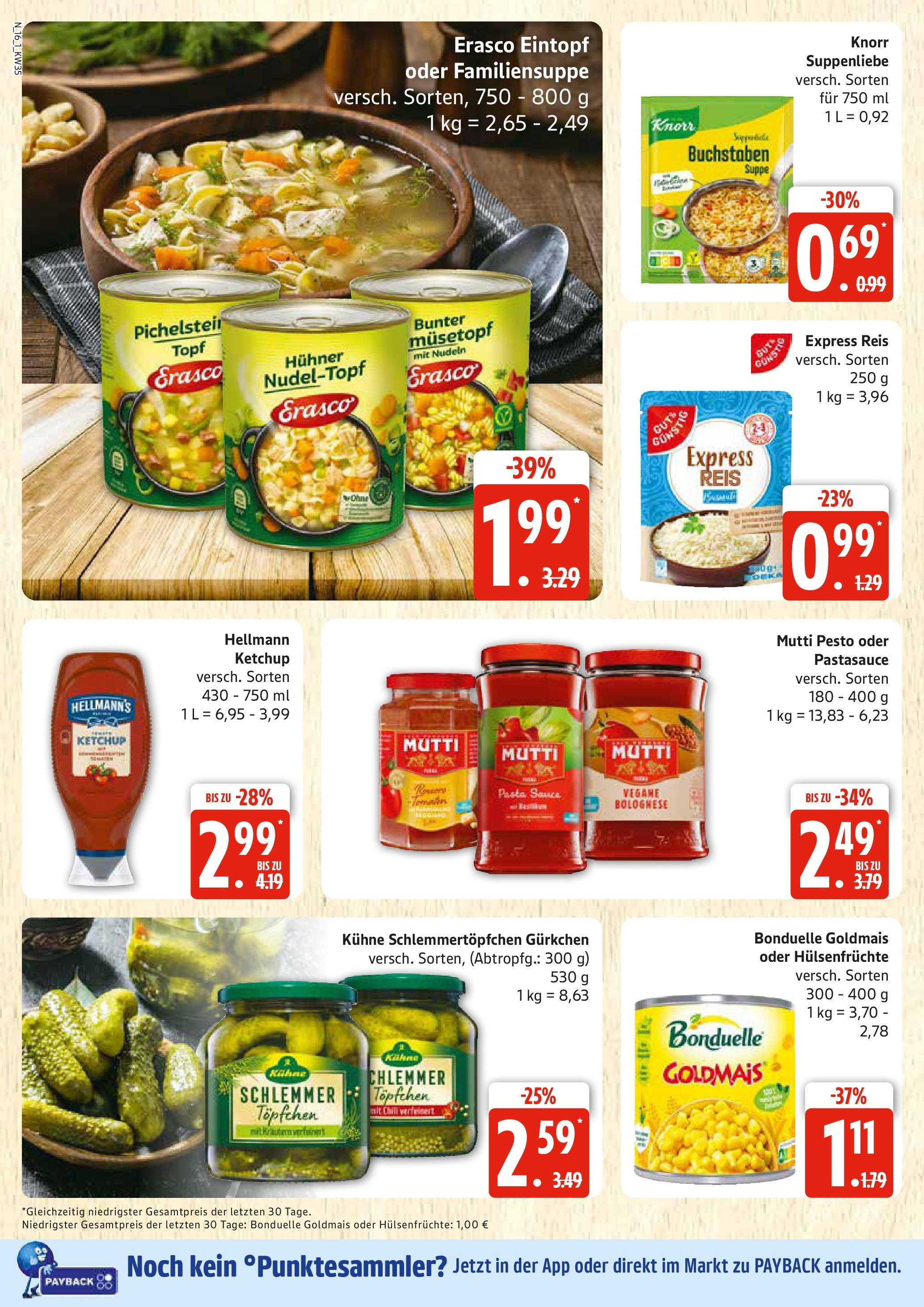 Edeka prospekt Rostock	 (ab 24.08.2025) » Angebote Online | Seite: 16 | Produkte: Knorr, Pasta, Reis, Erasco