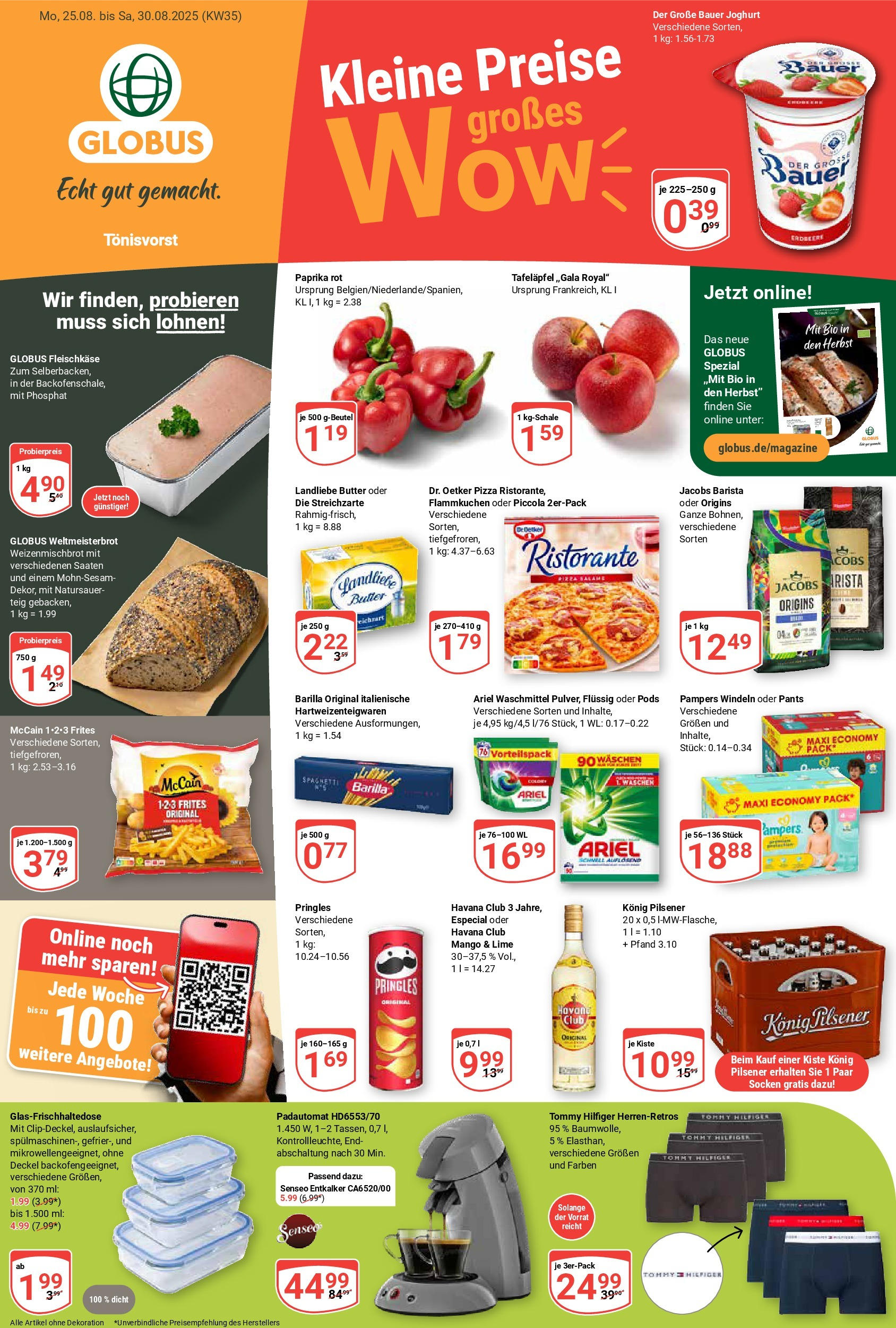 Globus prospekt Tönisvorst (ab 24.08.2025) » Angebote ab Montag | Seite: 1 | Produkte: Ariel, Barilla, Pampers, McCain Globus prospekt Tönisvorst (ab 24.08.2025) » Angebote online | Seite: 1 | Produkte: Ariel, Barilla, Pampers, McCain