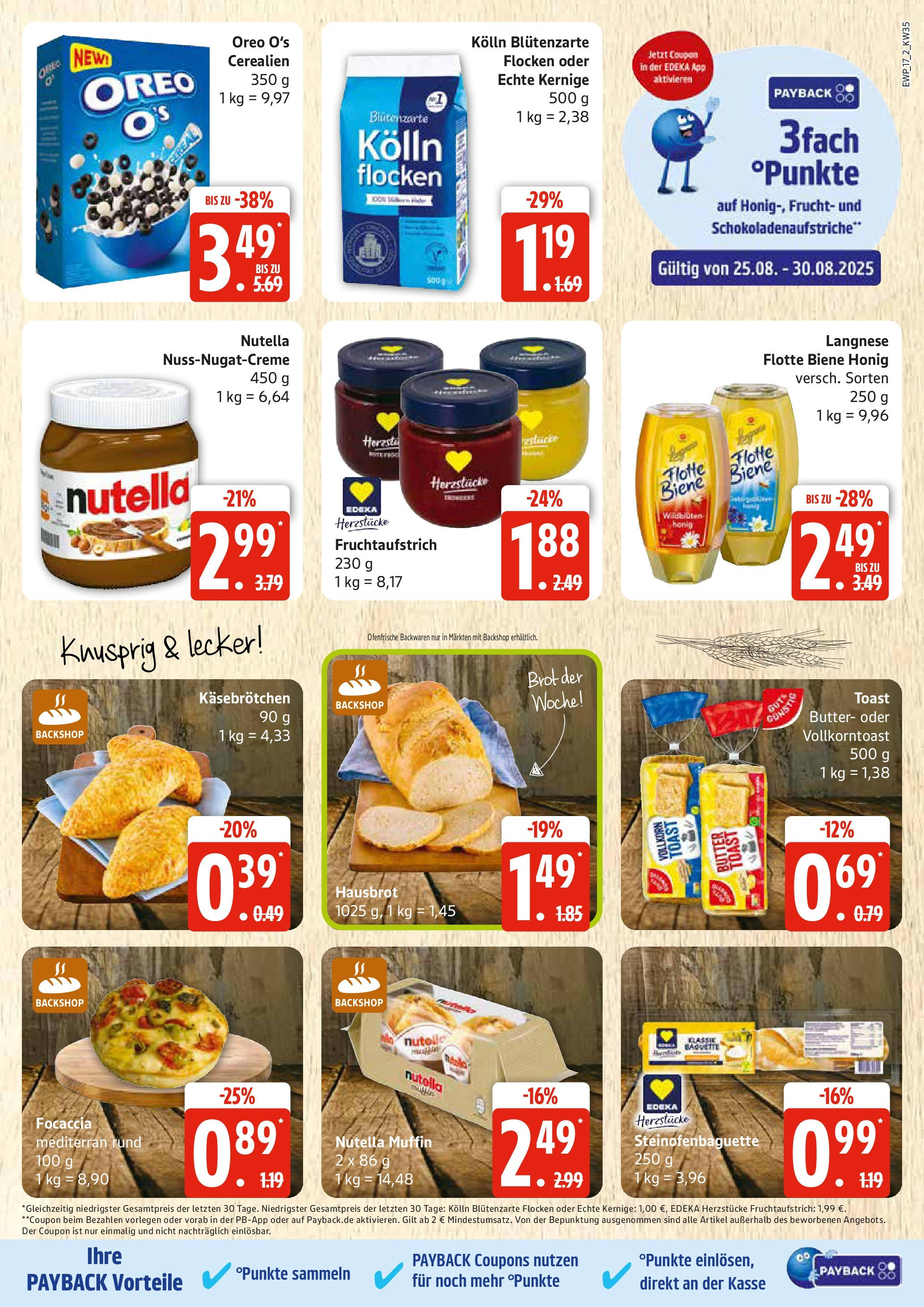 Edeka prospekt Rostock	 (ab 24.08.2025) » Angebote Online | Seite: 17 | Produkte: Langnese, Kolln, Toast, Flocken
