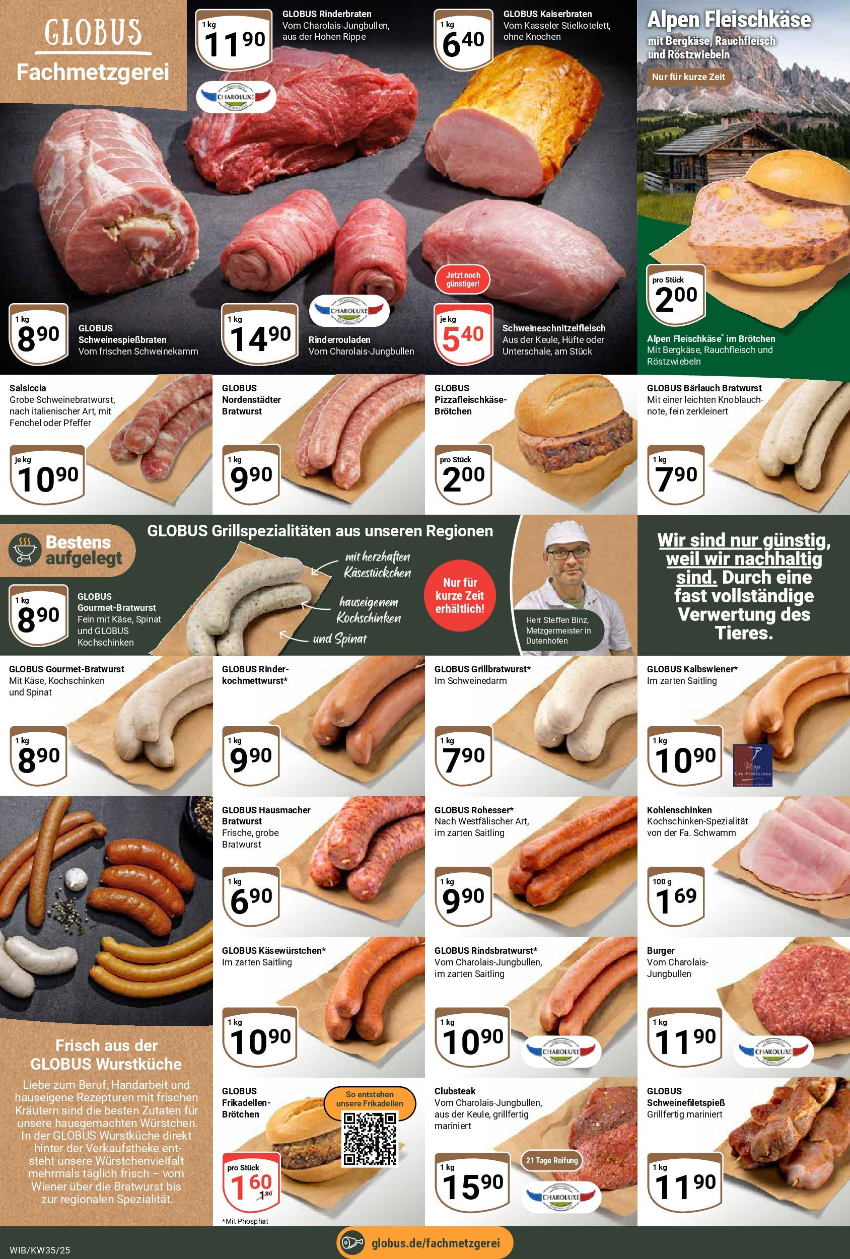 Globus prospekt Wiesbaden-Nordenstadt (ab 24.08.2025) » Angebote ab Montag | Seite: 10 | Produkte: Rinderrouladen, Bratwurst, Pfeffer, Knoblauch Globus prospekt Wiesbaden-Nordenstadt (ab 24.08.2025) » Angebote online | Seite: 10 | Produkte: Rinderrouladen, Bratwurst, Pfeffer, Knoblauch