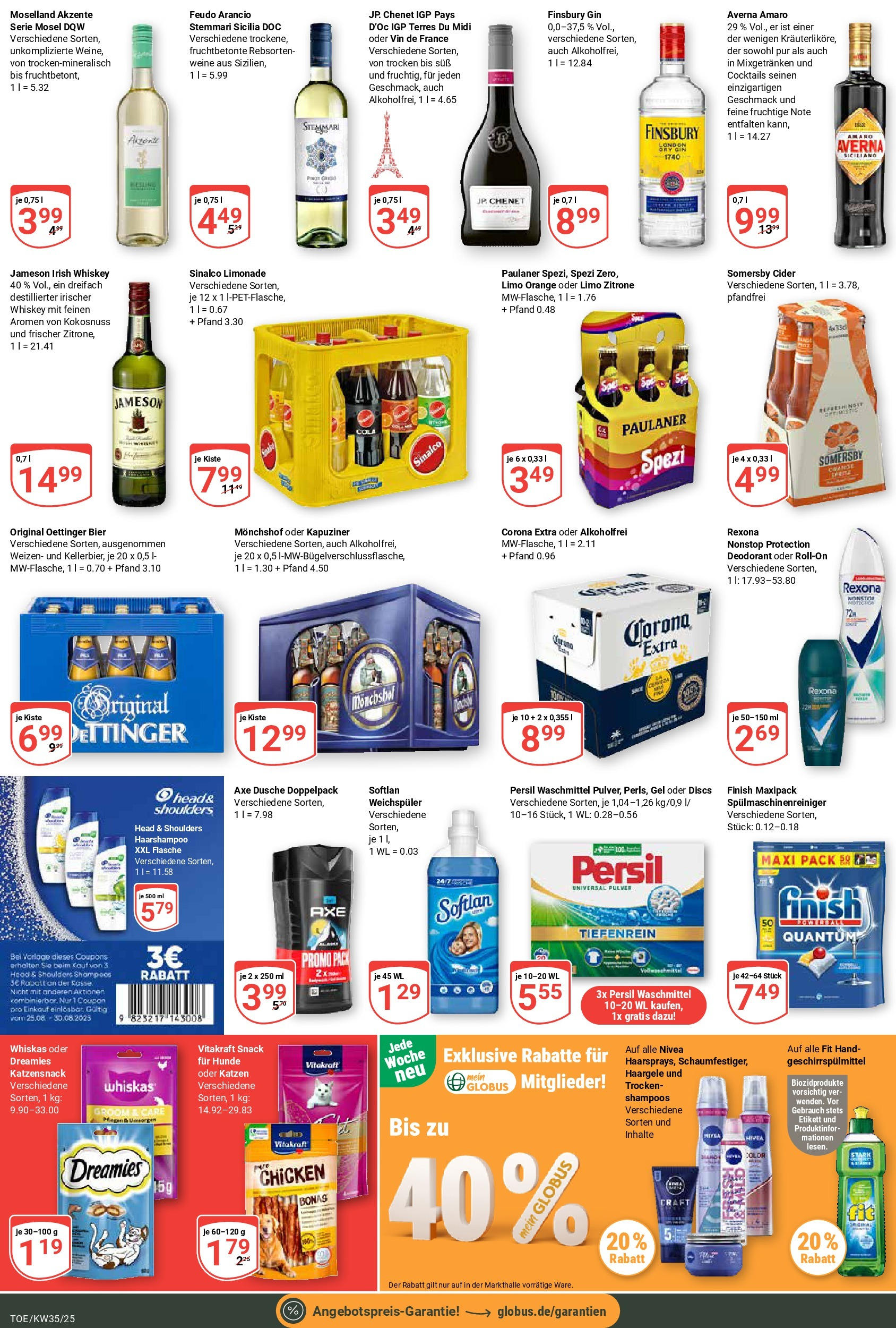 Globus prospekt Tönisvorst (ab 24.08.2025) » Angebote ab Montag | Seite: 4 | Produkte: Oettinger, Finish, Geschirrspülmittel, Gin Globus prospekt Tönisvorst (ab 24.08.2025) » Angebote online | Seite: 4 | Produkte: Oettinger, Finish, Geschirrspülmittel, Gin