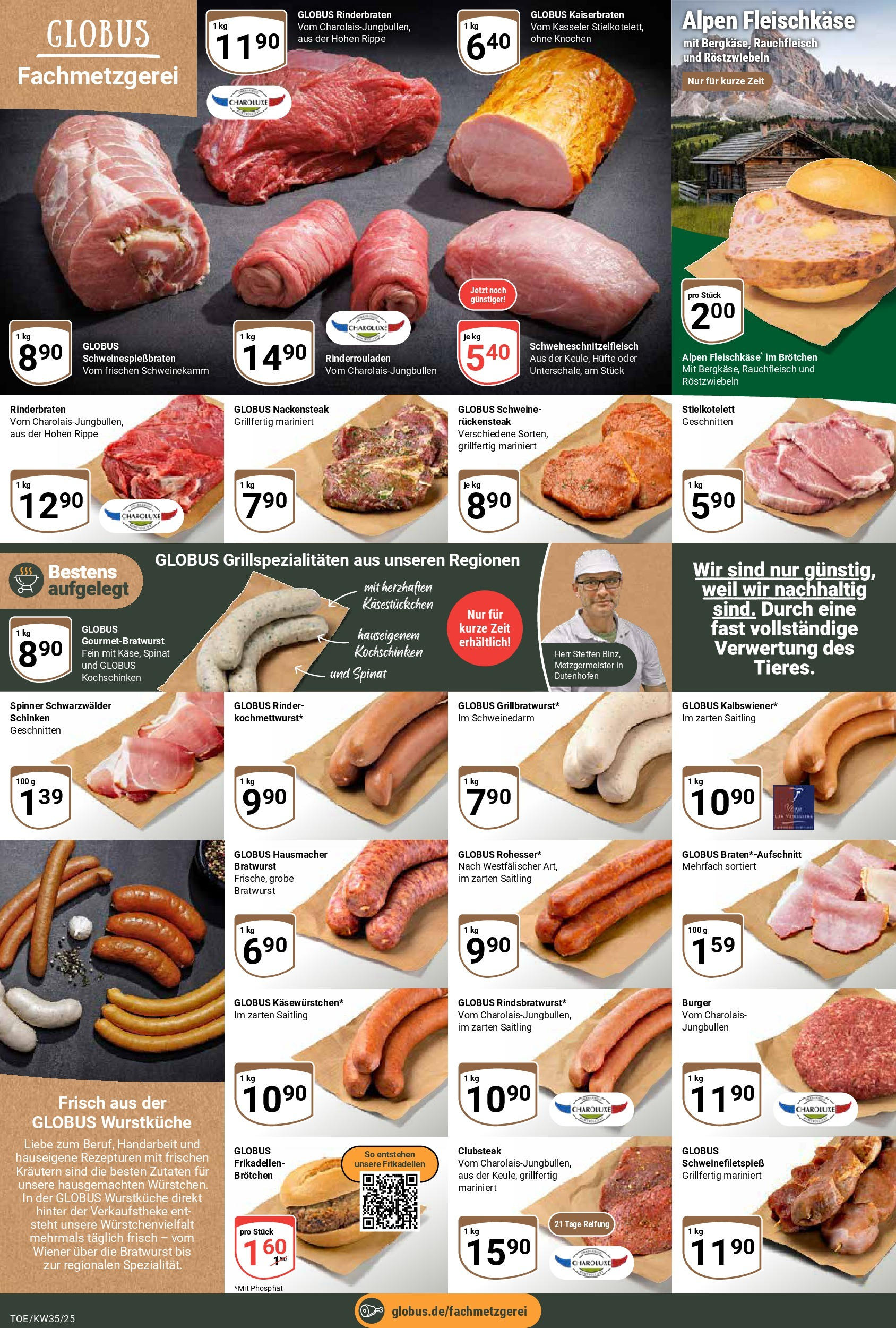 Globus prospekt Tönisvorst (ab 24.08.2025) » Angebote ab Montag | Seite: 7 | Produkte: Rinderbraten, Bratwurst, Burger, Schinken Globus prospekt Tönisvorst (ab 24.08.2025) » Angebote online | Seite: 7 | Produkte: Rinderbraten, Bratwurst, Burger, Schinken