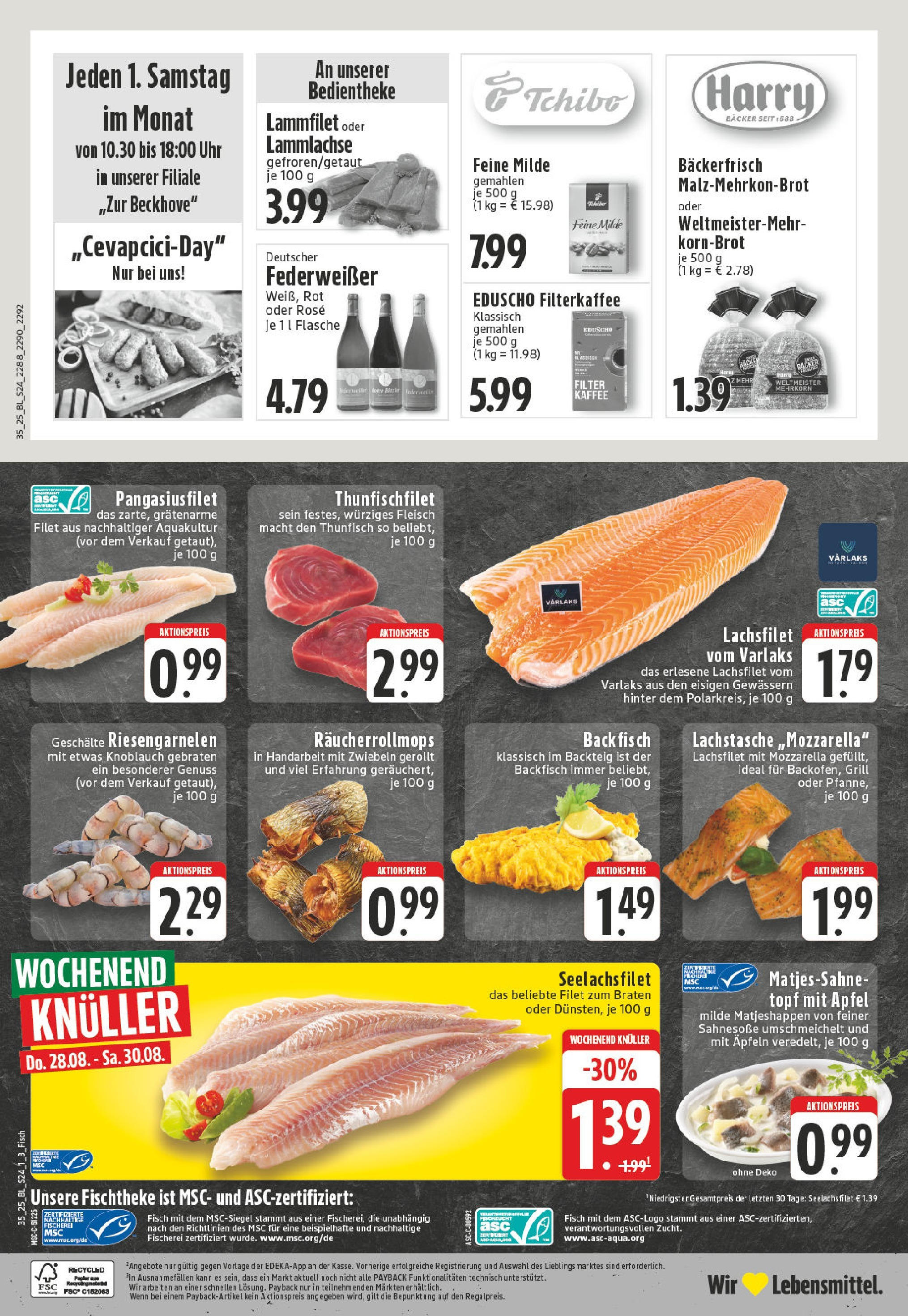 Edeka prospekt Essen (ab 24.08.2025) » Angebote Online | Seite: 24 | Produkte: Thunfisch, Fisch, Fleisch, Uhr Edeka prospekt Essen (ab 24.08.2025) » Angebote Online | Seite: 24 | Produkte: Thunfisch, Fisch, Fleisch, Uhr