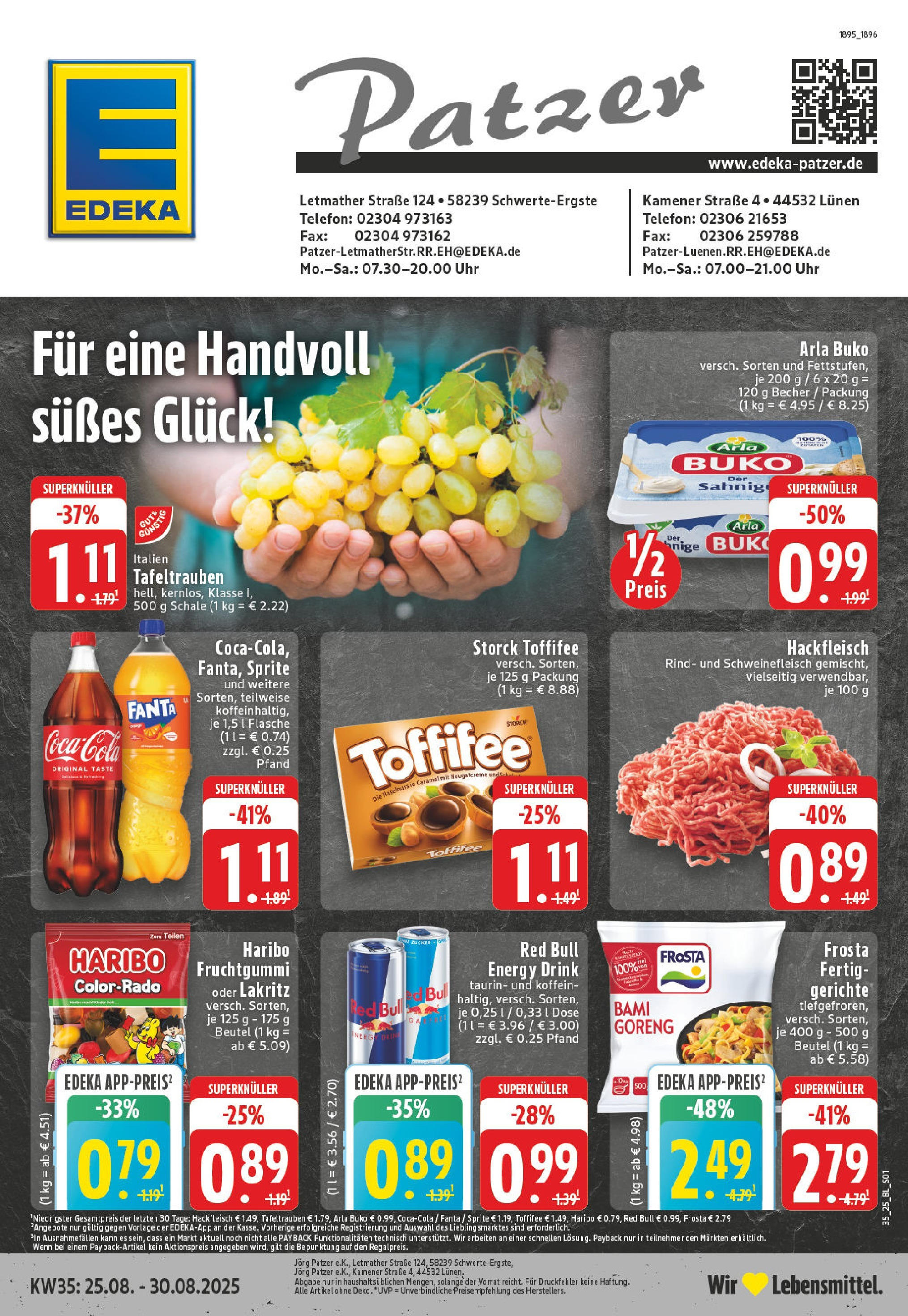 Edeka prospekt Schwerte - Ergste (ab 24.08.2025) » Angebote Online | Seite: 1 | Produkte: Coca cola, Sprite, Haribo, Telefon Edeka prospekt Schwerte - Ergste (ab 24.08.2025) » Angebote Online | Seite: 1 | Produkte: Coca cola, Sprite, Haribo, Telefon
