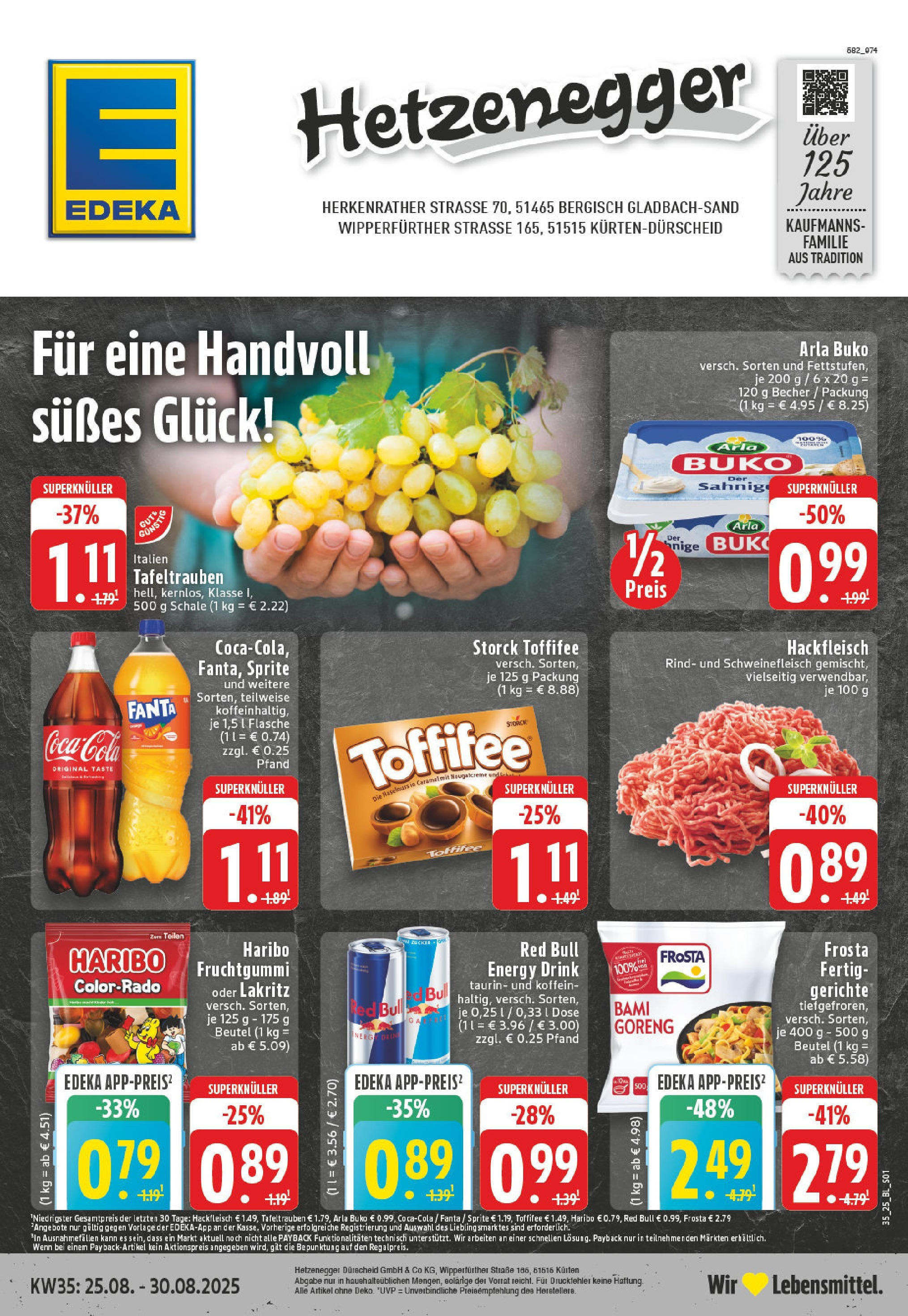 Edeka prospekt Kürten-Dürscheid (ab 24.08.2025) » Angebote Online | Seite: 1 | Produkte: Fanta, Energy, Frosta, Fertiggerichte Edeka prospekt Kürten-Dürscheid (ab 24.08.2025) » Angebote Online | Seite: 1 | Produkte: Fanta, Energy, Frosta, Fertiggerichte