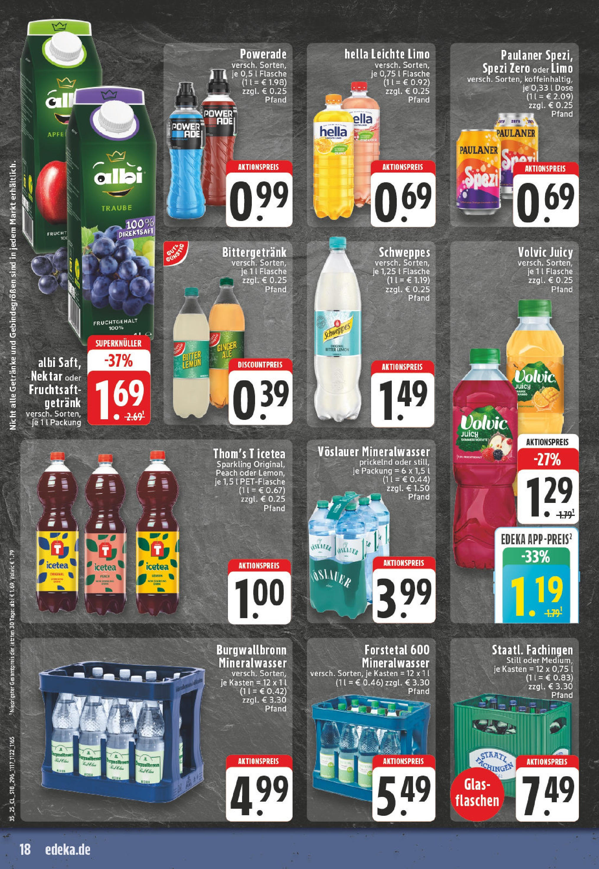 Edeka prospekt Ochtrup (ab 24.08.2025) » Angebote Online | Seite: 18 | Produkte: Mineralwasser, Powerade, Volvic, Fruchtsaft Edeka prospekt Ochtrup (ab 24.08.2025) » Angebote Online | Seite: 18 | Produkte: Mineralwasser, Powerade, Volvic, Fruchtsaft