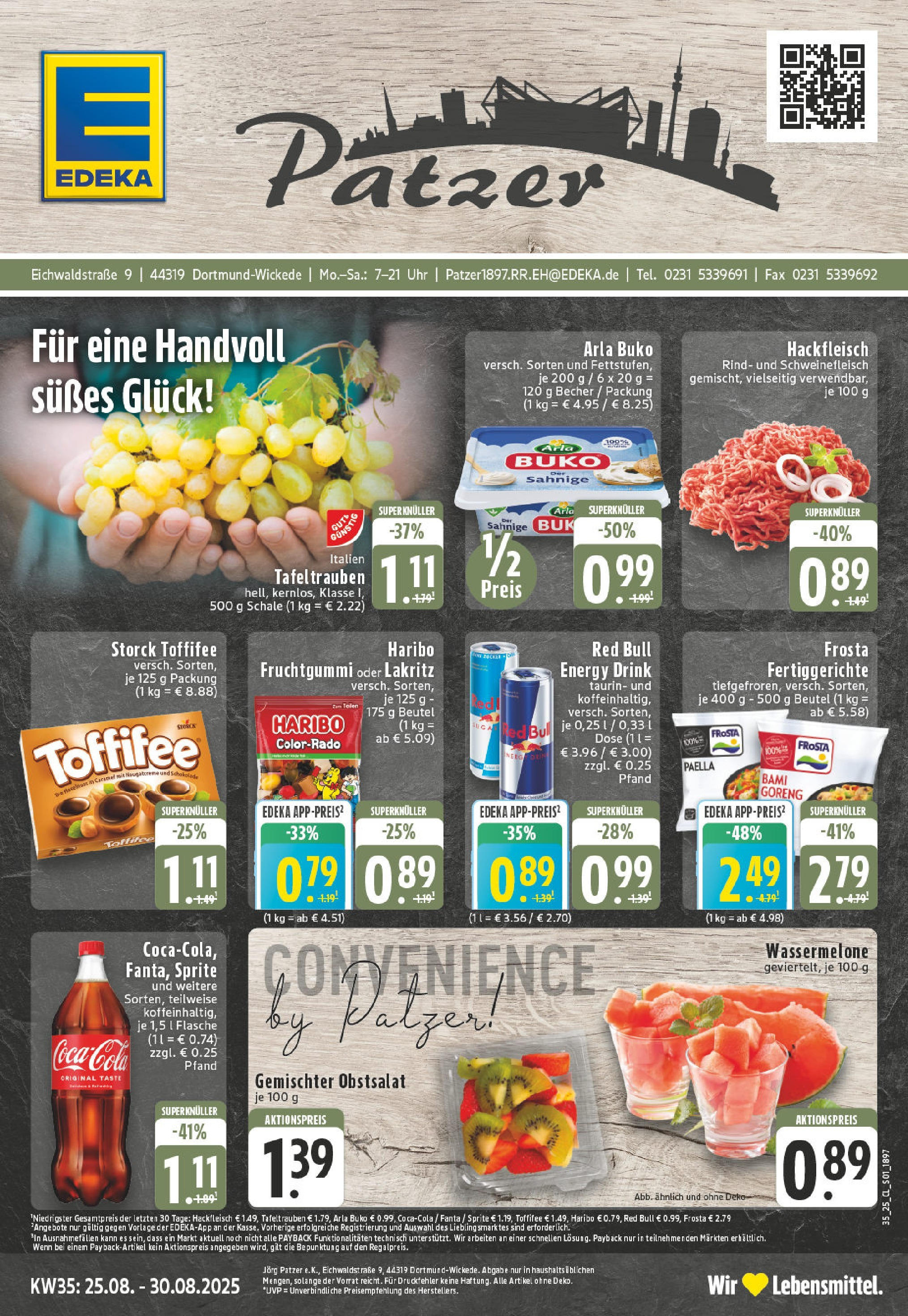 Edeka prospekt Dortmund - Wickede (ab 24.08.2025) » Angebote Online | Seite: 1 | Produkte: Frosta, Wassermelone, Uhr, Hackfleisch Edeka prospekt Dortmund - Wickede (ab 24.08.2025) » Angebote Online | Seite: 1 | Produkte: Frosta, Wassermelone, Uhr, Hackfleisch