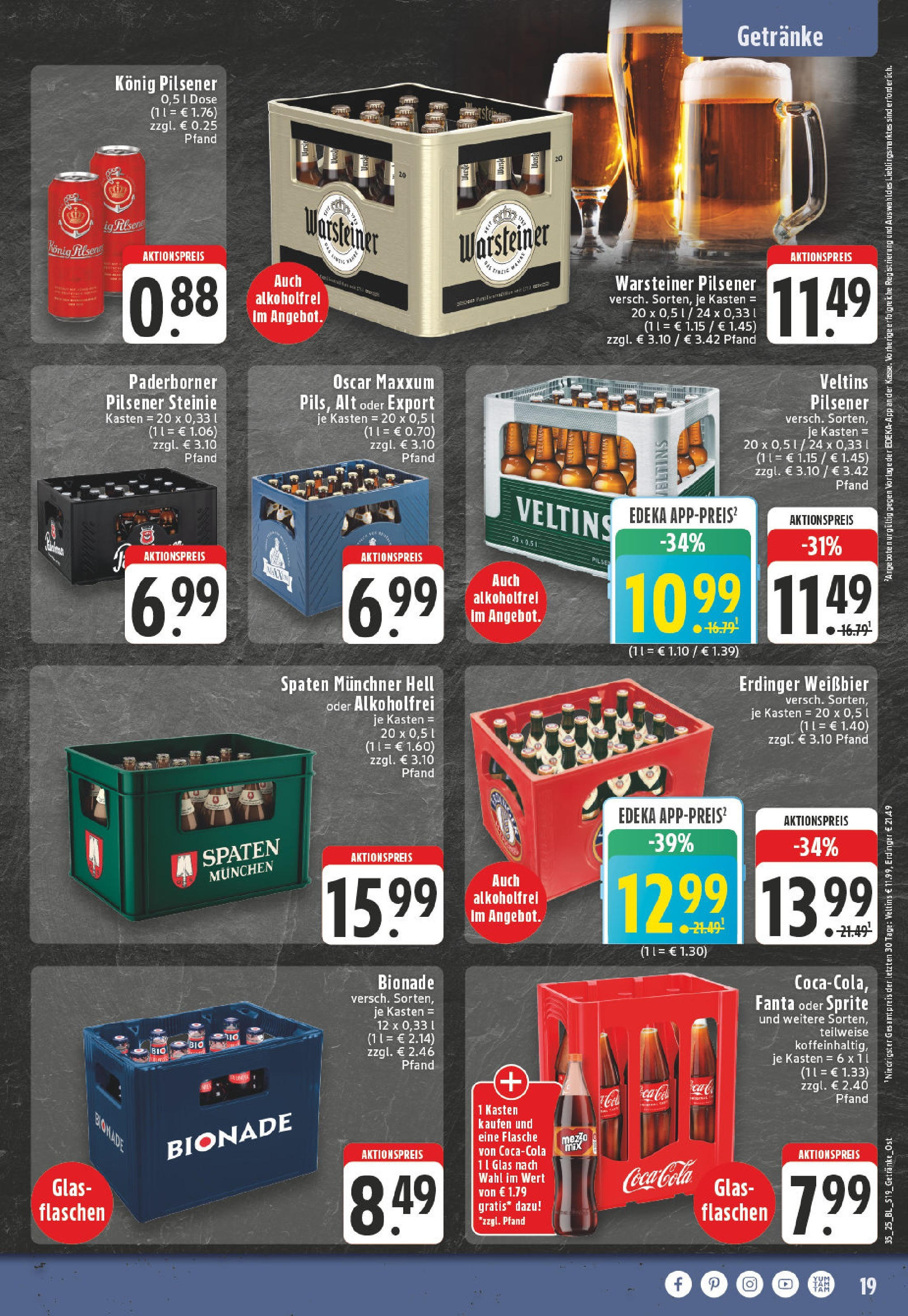 Edeka prospekt Lemgo (ab 24.08.2025) » Angebote Online | Seite: 21 | Produkte: Coca cola, Sprite, Weißbier, Veltins Edeka prospekt Lemgo (ab 24.08.2025) » Angebote Online | Seite: 21 | Produkte: Coca cola, Sprite, Weißbier, Veltins