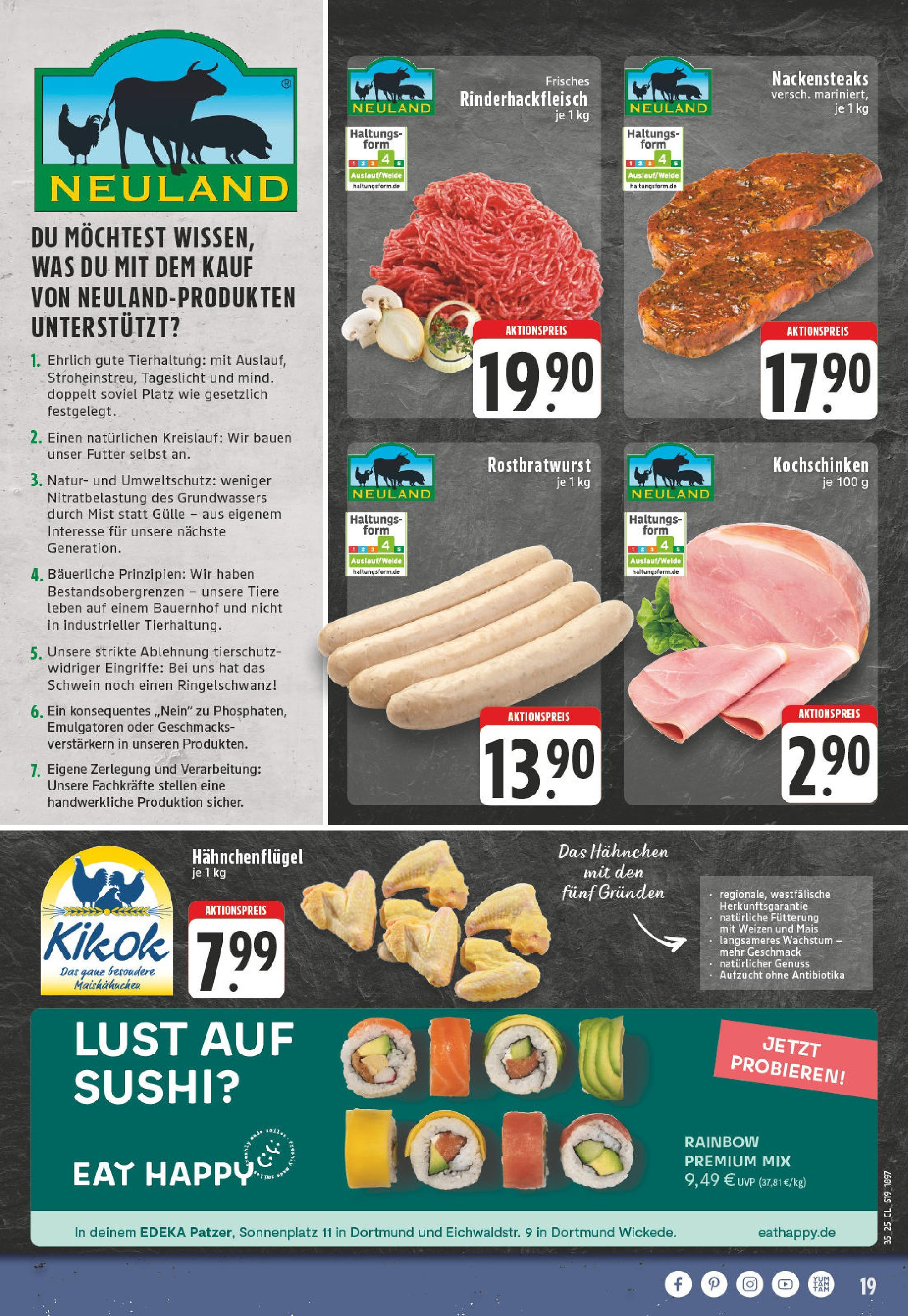 Edeka prospekt Dortmund - Wickede (ab 24.08.2025) » Angebote Online | Seite: 19 | Produkte: Nackensteaks, Hahnchen Edeka prospekt Dortmund - Wickede (ab 24.08.2025) » Angebote Online | Seite: 19 | Produkte: Nackensteaks, Hahnchen