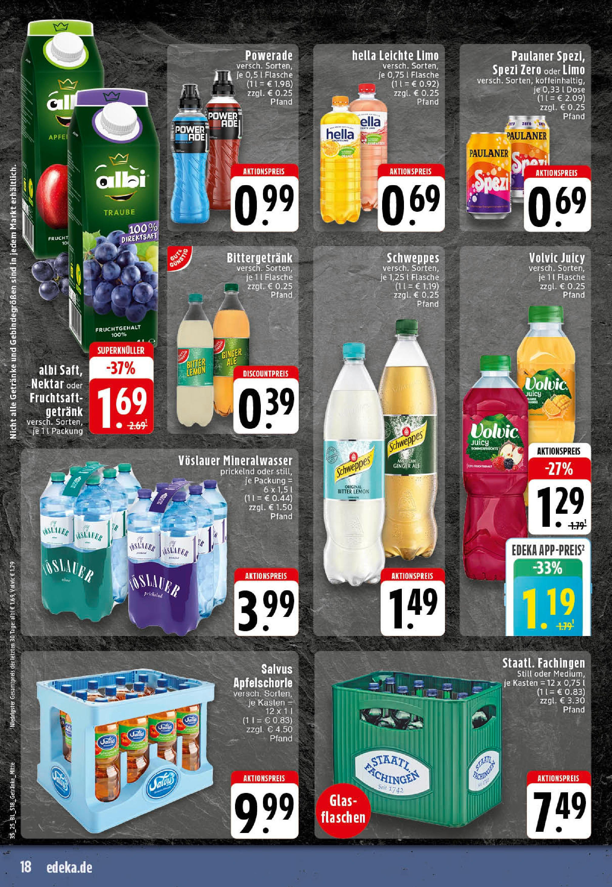 Edeka prospekt Recke (ab 24.08.2025) » Angebote Online | Seite: 18 | Produkte: Schweppes, Mineralwasser, Apple, Fruchtsaft Edeka prospekt Recke (ab 24.08.2025) » Angebote Online | Seite: 18 | Produkte: Schweppes, Mineralwasser, Apple, Fruchtsaft