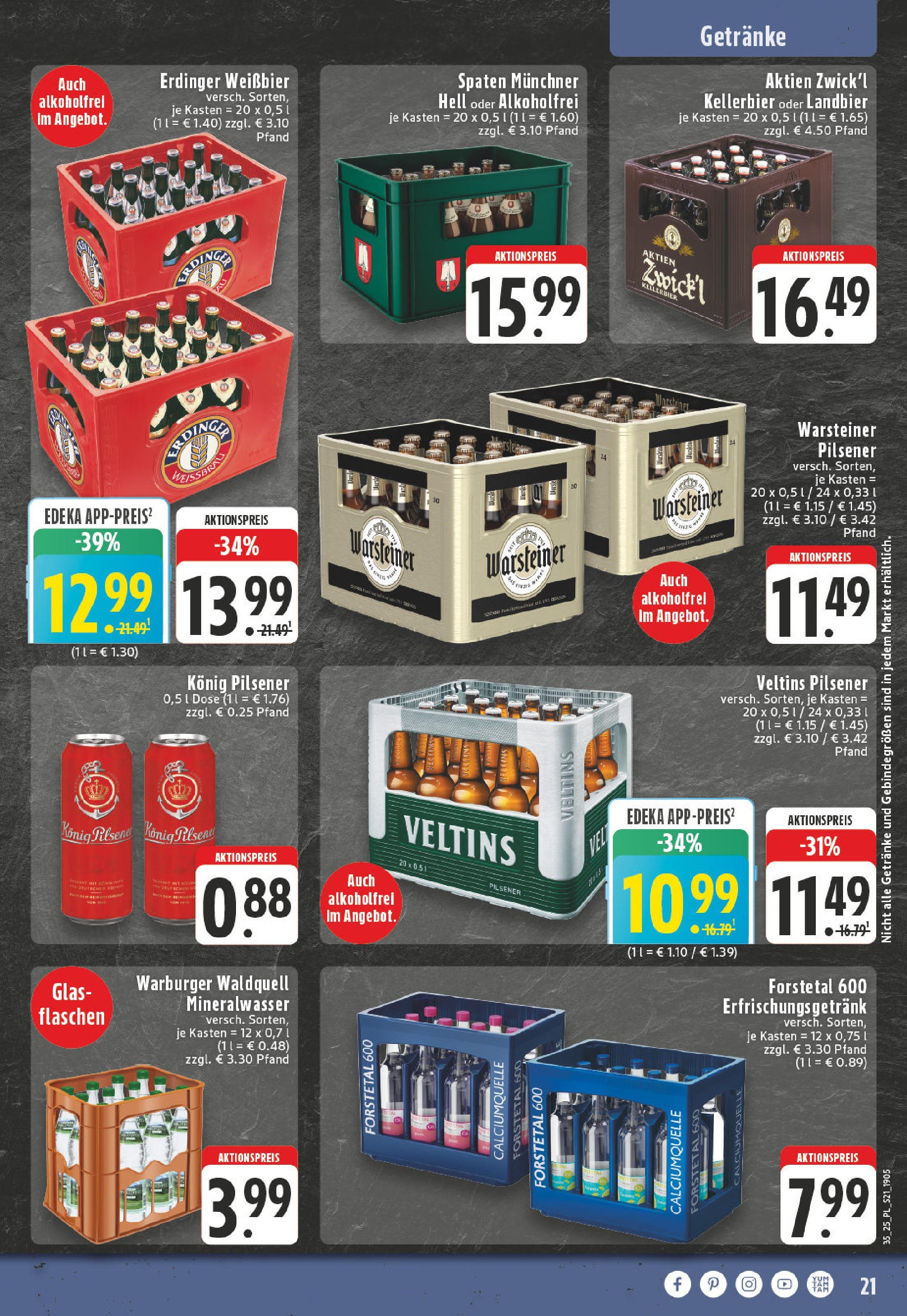Edeka prospekt Lippstadt	 (ab 24.08.2025) » Angebote Online | Seite: 21 | Produkte: Konig pilsener, Erdinger, Mineralwasser, Warsteiner