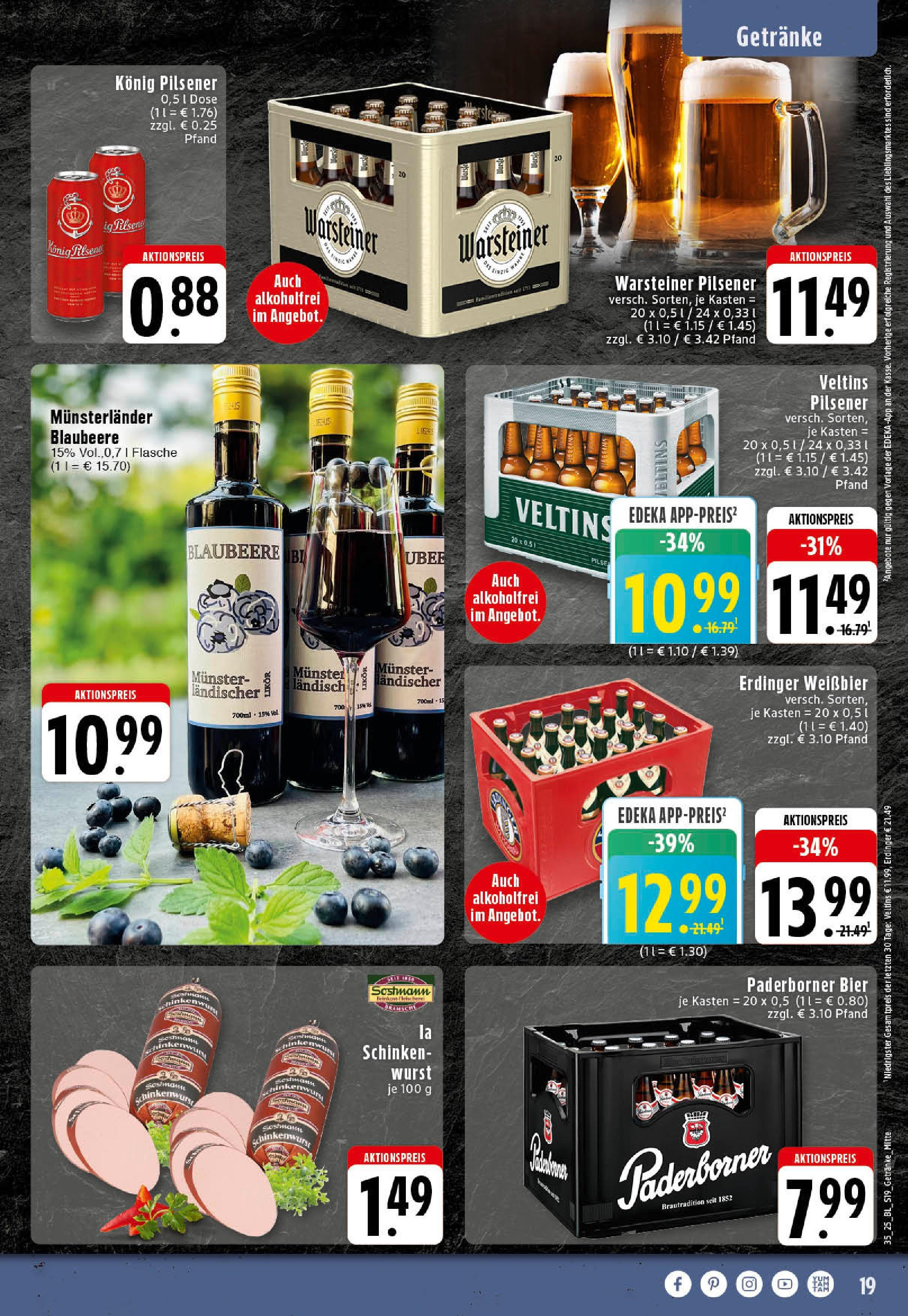 Edeka prospekt Recke (ab 24.08.2025) » Angebote Online | Seite: 19 | Produkte: Erdinger, Weißbier, Warsteiner, Wurst Edeka prospekt Recke (ab 24.08.2025) » Angebote Online | Seite: 19 | Produkte: Erdinger, Weißbier, Warsteiner, Wurst
