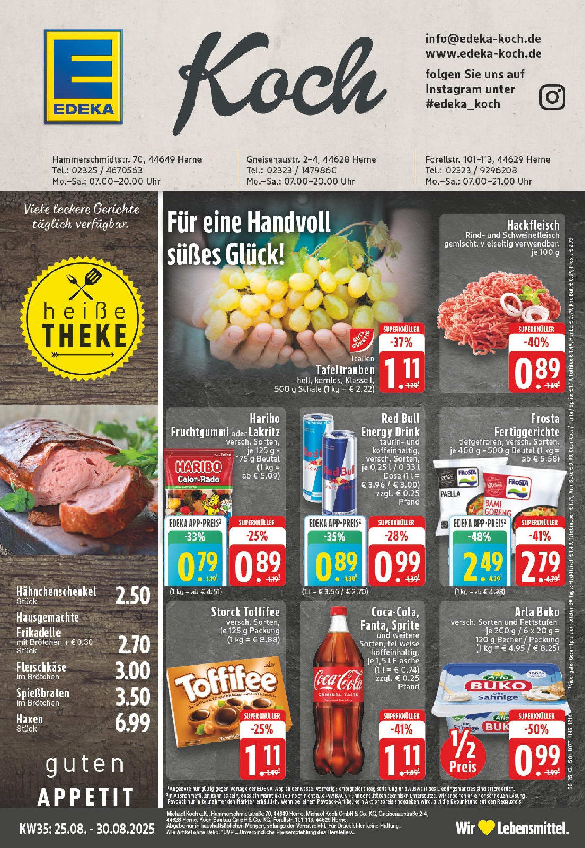 Edeka prospekt Herne (ab 24.08.2025) » Angebote Online | Seite: 1 | Produkte: Red bull, Sprite, Schokolade, Fertiggerichte Edeka prospekt Herne (ab 24.08.2025) » Angebote Online | Seite: 1 | Produkte: Red bull, Sprite, Schokolade, Fertiggerichte