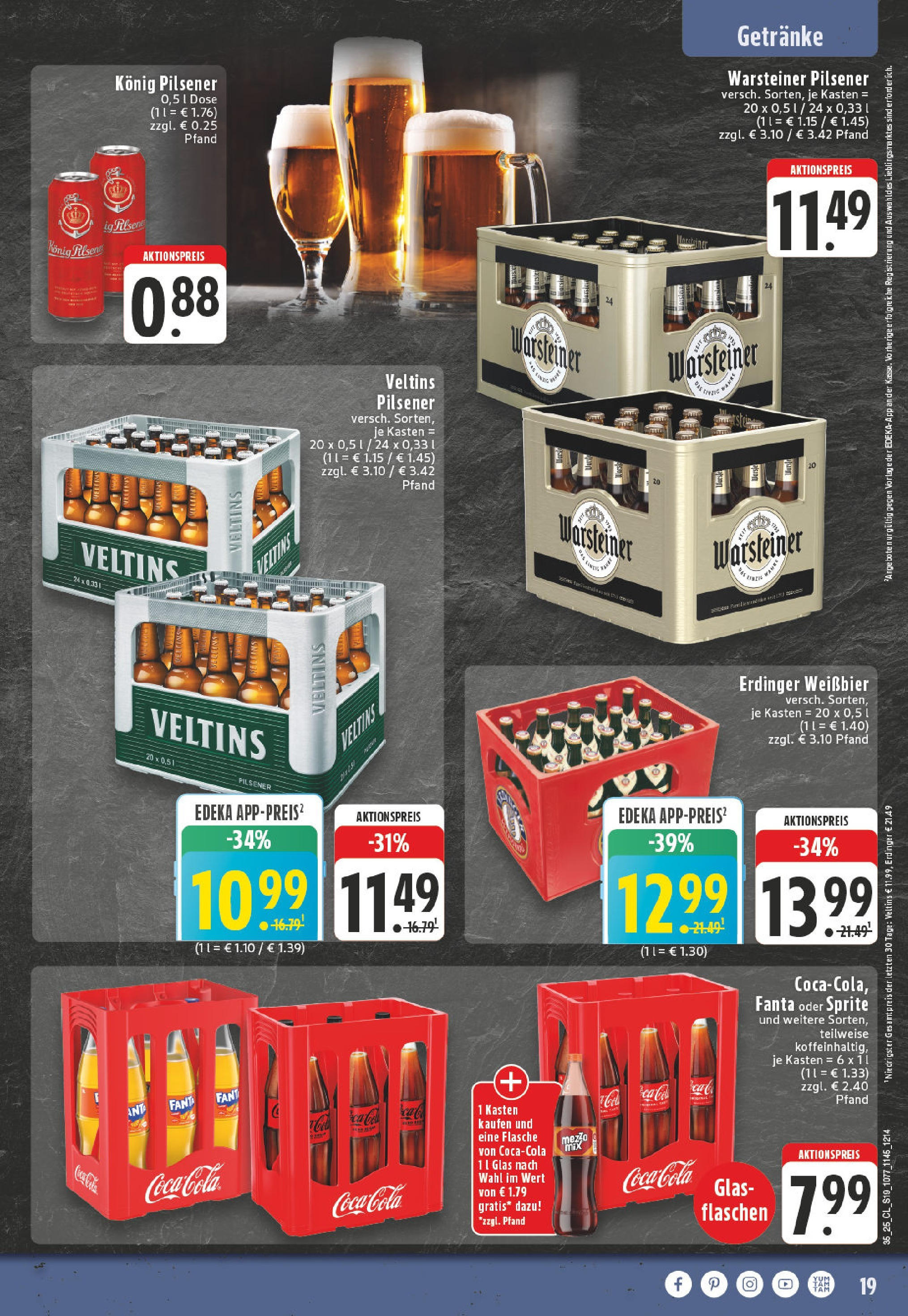 Edeka prospekt Herne (ab 24.08.2025) » Angebote Online | Seite: 19 | Produkte: Coca cola, Konig pilsener, Sprite, Weißbier Edeka prospekt Herne (ab 24.08.2025) » Angebote Online | Seite: 19 | Produkte: Coca cola, Konig pilsener, Sprite, Weißbier