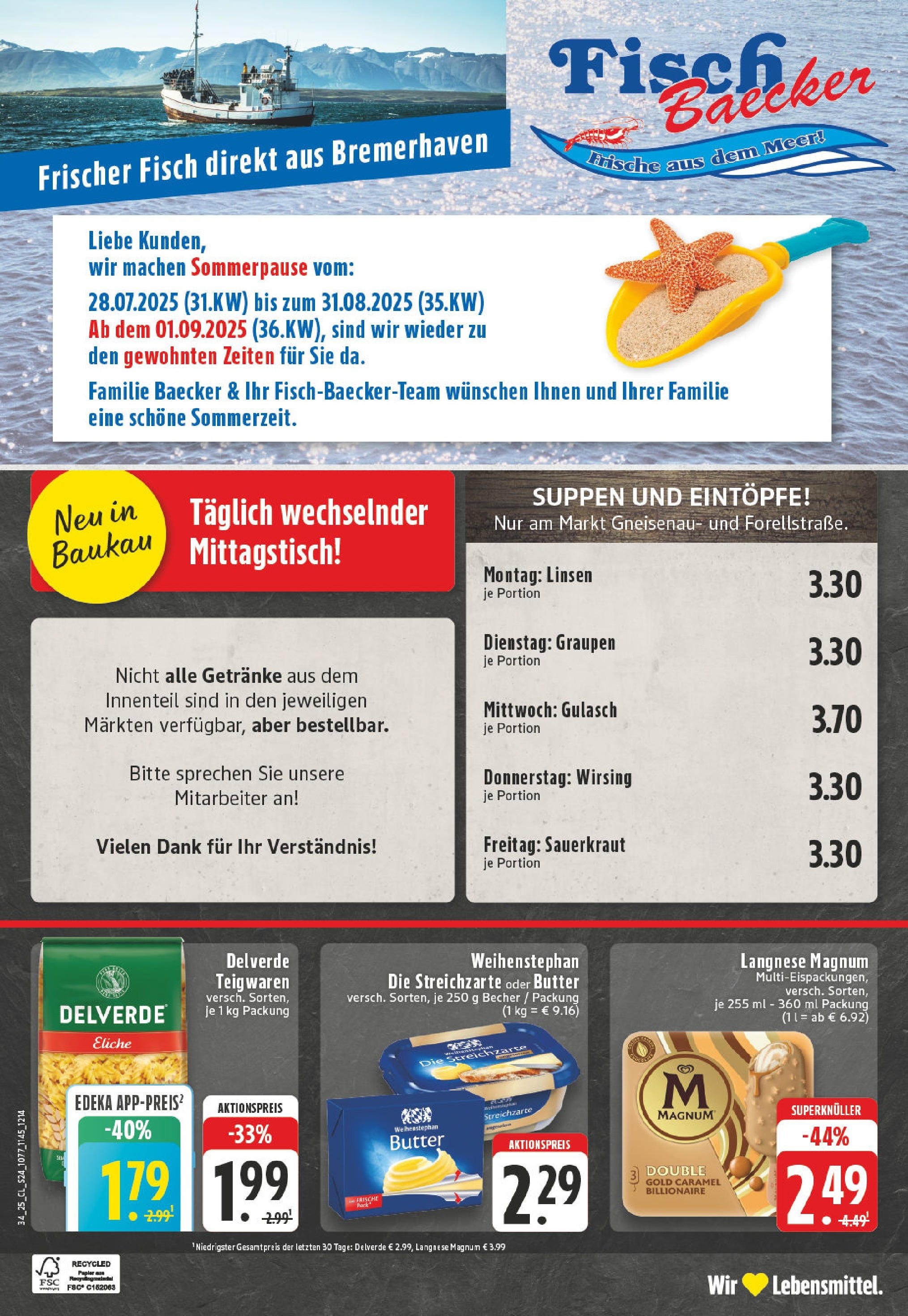 Edeka prospekt Herne (ab 24.08.2025) » Angebote Online | Seite: 24 | Produkte: Langnese, Weihenstephan butter, Gulasch, Pasta Edeka prospekt Herne (ab 24.08.2025) » Angebote Online | Seite: 24 | Produkte: Langnese, Weihenstephan butter, Gulasch, Pasta
