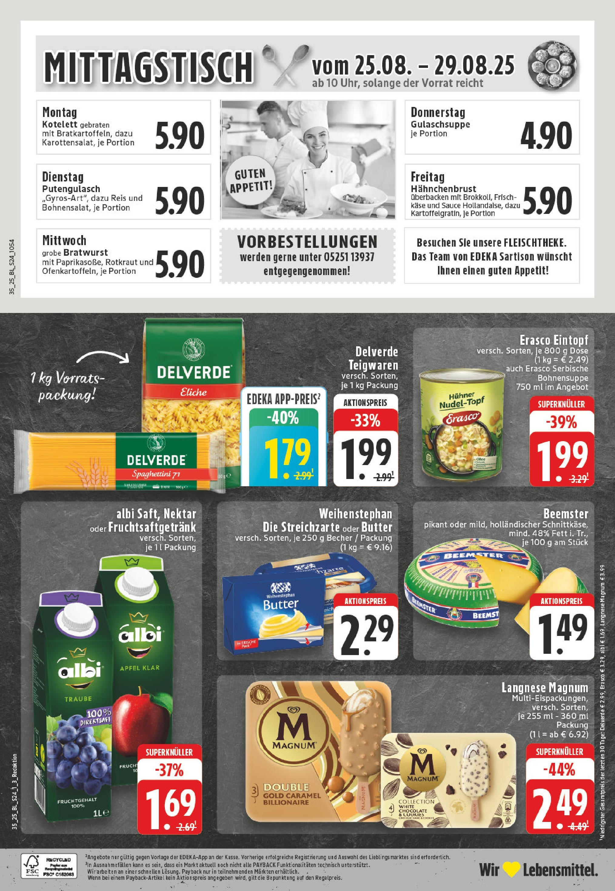 Edeka prospekt Borchen	 (ab 24.08.2025) » Angebote Online | Seite: 24 | Produkte: Bratwurst, Weihenstephan butter, Pasta, Erasco