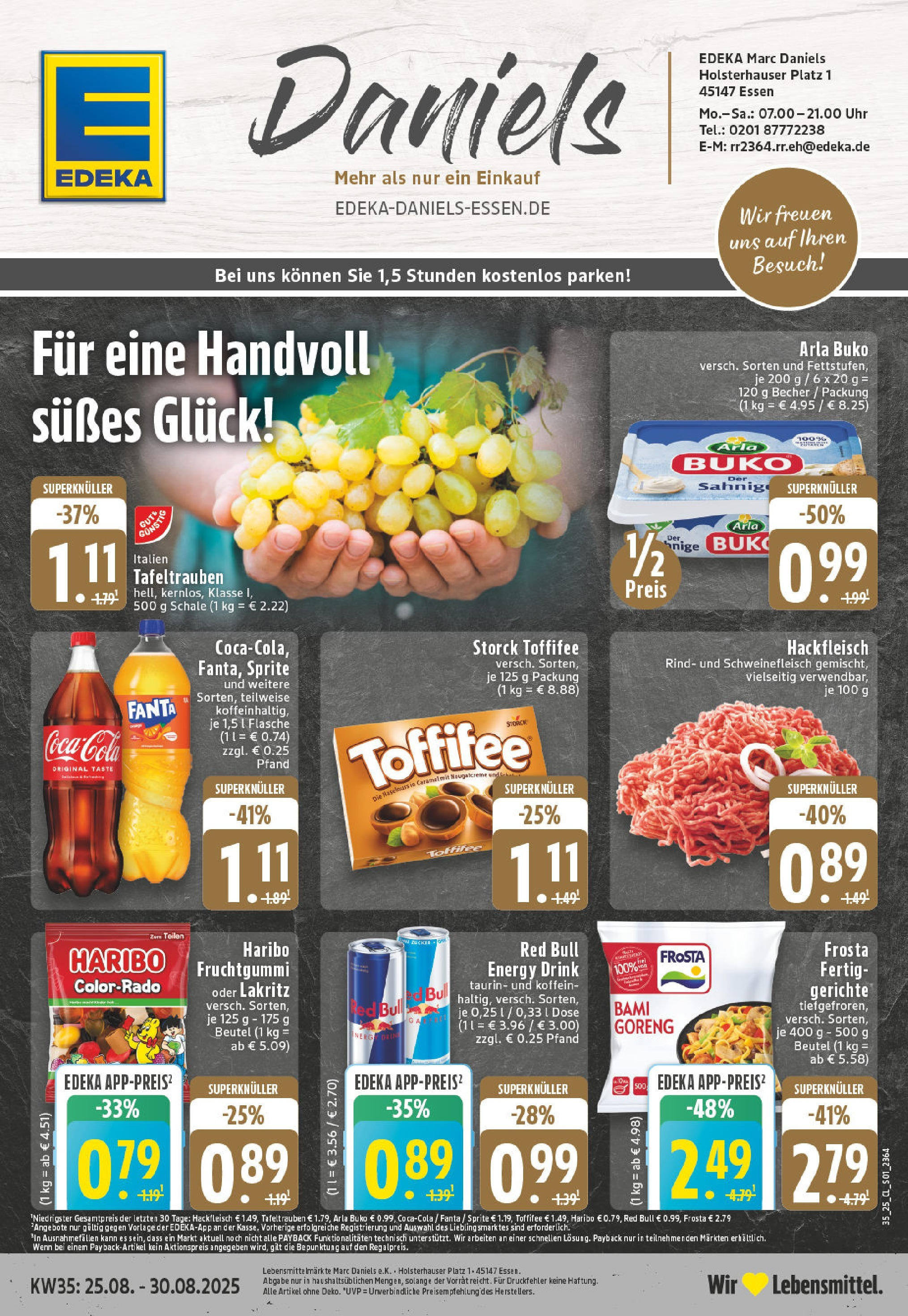 Edeka prospekt Essen (ab 24.08.2025) » Angebote Online | Seite: 1 | Produkte: Fanta, Haribo, Schweinefleisch, Uhr Edeka prospekt Essen (ab 24.08.2025) » Angebote Online | Seite: 1 | Produkte: Fanta, Haribo, Schweinefleisch, Uhr