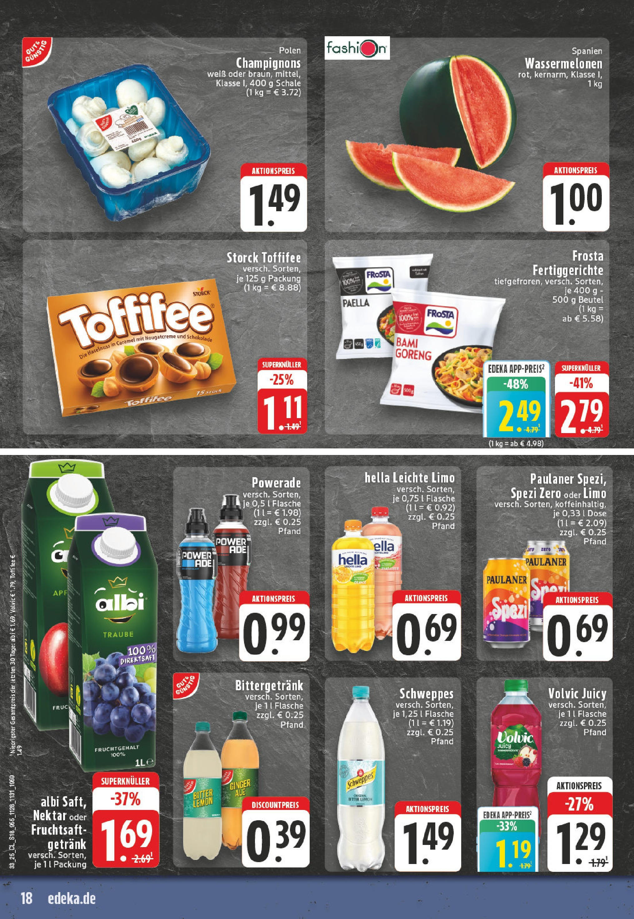 Edeka prospekt Düren (ab 24.08.2025) » Angebote Online | Seite: 18 | Produkte: Schweppes, Frosta, Hella, Fertiggerichte Edeka prospekt Düren (ab 24.08.2025) » Angebote Online | Seite: 18 | Produkte: Schweppes, Frosta, Hella, Fertiggerichte