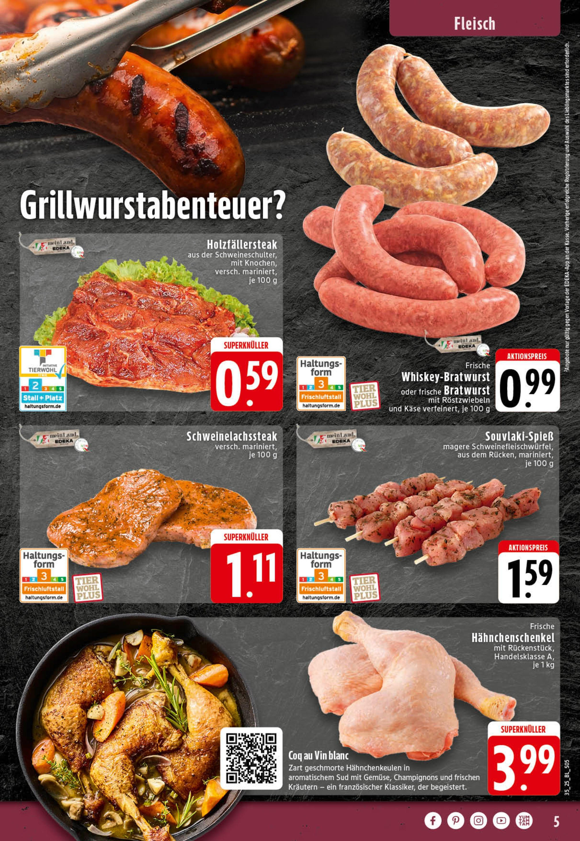 Edeka prospekt Essen (ab 25.08.2025) » Angebote Online | Seite: 5 | Produkte: Hahnchenschenkel, Käse, Champignons, Fleisch Edeka prospekt Essen (ab 25.08.2025) » Angebote Online | Seite: 5 | Produkte: Hahnchenschenkel, Käse, Champignons, Fleisch