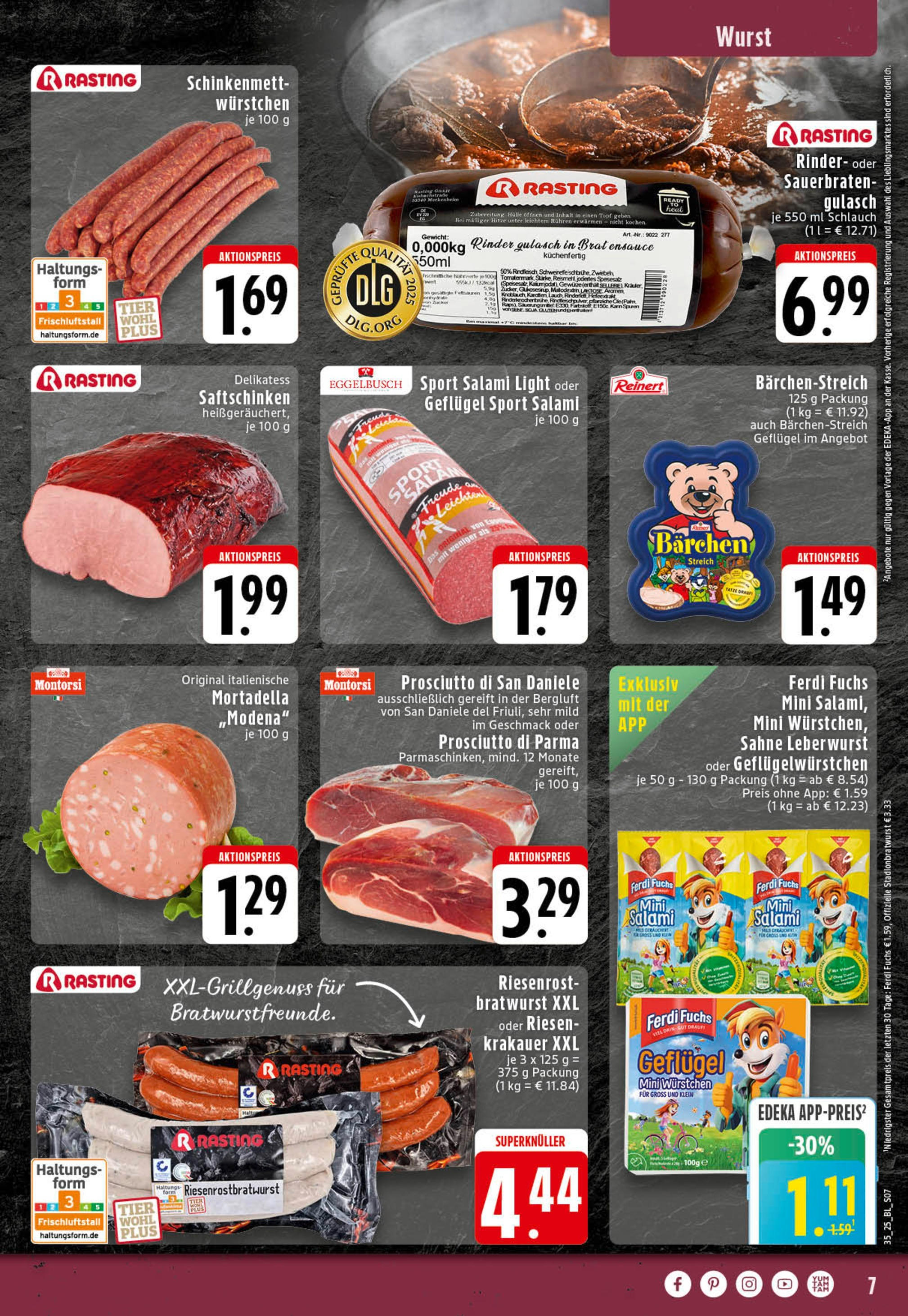 Edeka prospekt Essen (ab 25.08.2025) » Angebote Online | Seite: 7 | Produkte: Hülle, Gewicht, Bratwurst, Gulasch Edeka prospekt Essen (ab 25.08.2025) » Angebote Online | Seite: 7 | Produkte: Hülle, Gewicht, Bratwurst, Gulasch