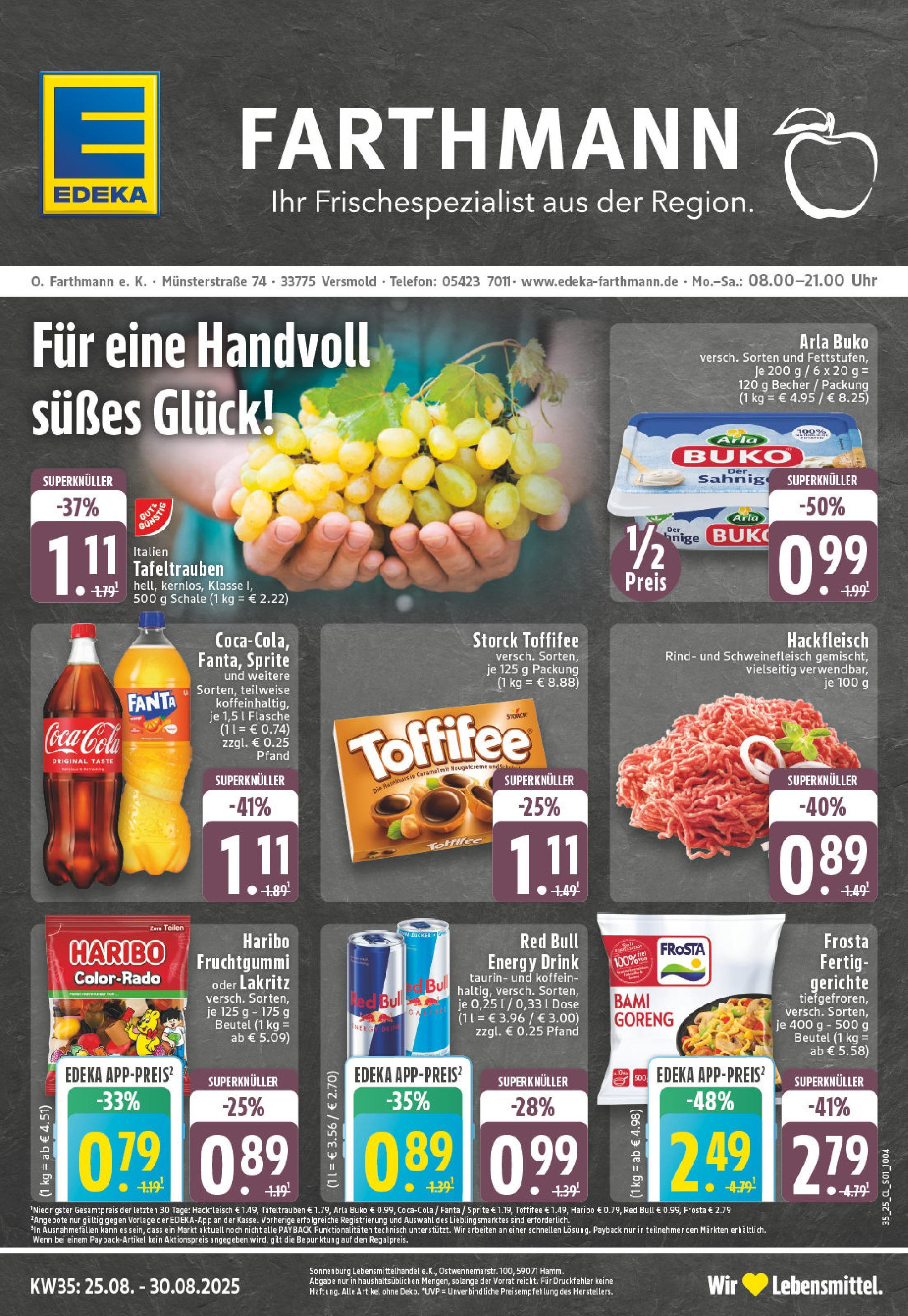 Edeka prospekt Versmold (ab 24.08.2025) » Angebote Online | Seite: 1 | Produkte: Fanta, Haribo, Toffifee, Telefon Edeka prospekt Versmold (ab 24.08.2025) » Angebote Online | Seite: 1 | Produkte: Fanta, Haribo, Toffifee, Telefon