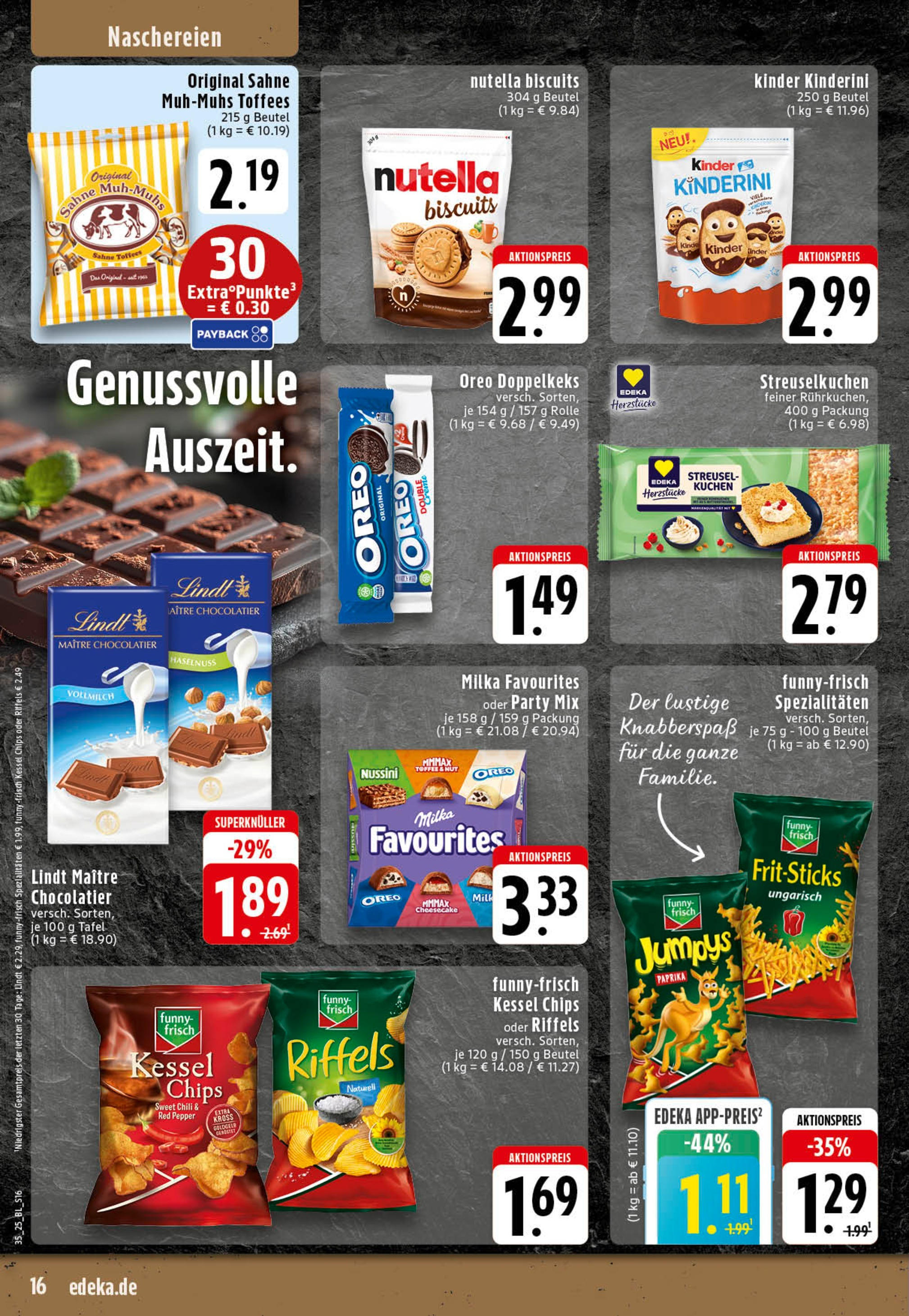 Edeka prospekt Essen (ab 25.08.2025) » Angebote Online | Seite: 16 | Produkte: Funny frisch, Milka, Nutella, Chips Edeka prospekt Essen (ab 25.08.2025) » Angebote Online | Seite: 16 | Produkte: Funny frisch, Milka, Nutella, Chips