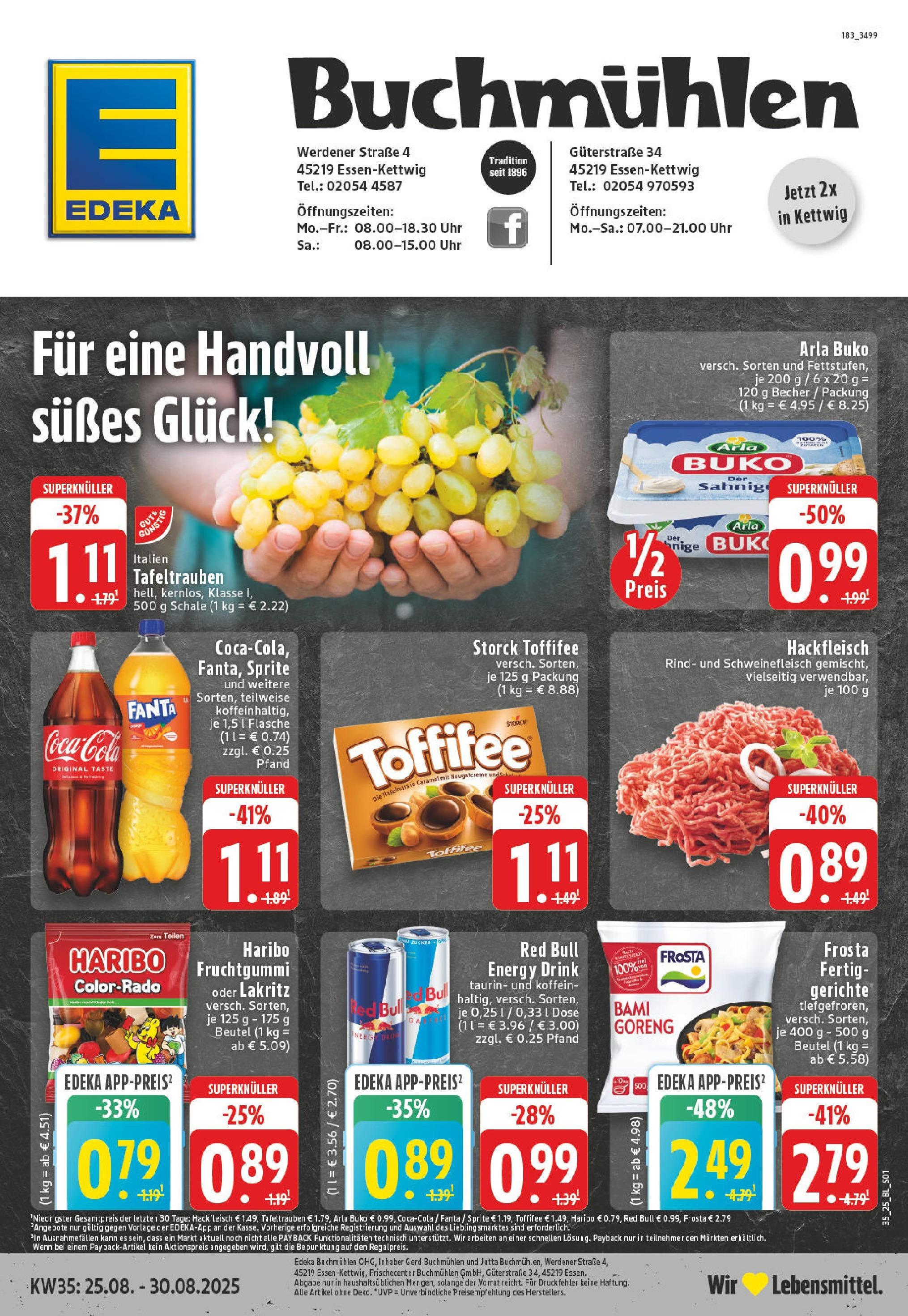 Edeka prospekt Essen (ab 24.08.2025) » Angebote Online | Seite: 1 | Produkte: Haribo, Arla buko, Toffifee, Uhr Edeka prospekt Essen (ab 24.08.2025) » Angebote Online | Seite: 1 | Produkte: Haribo, Arla buko, Toffifee, Uhr