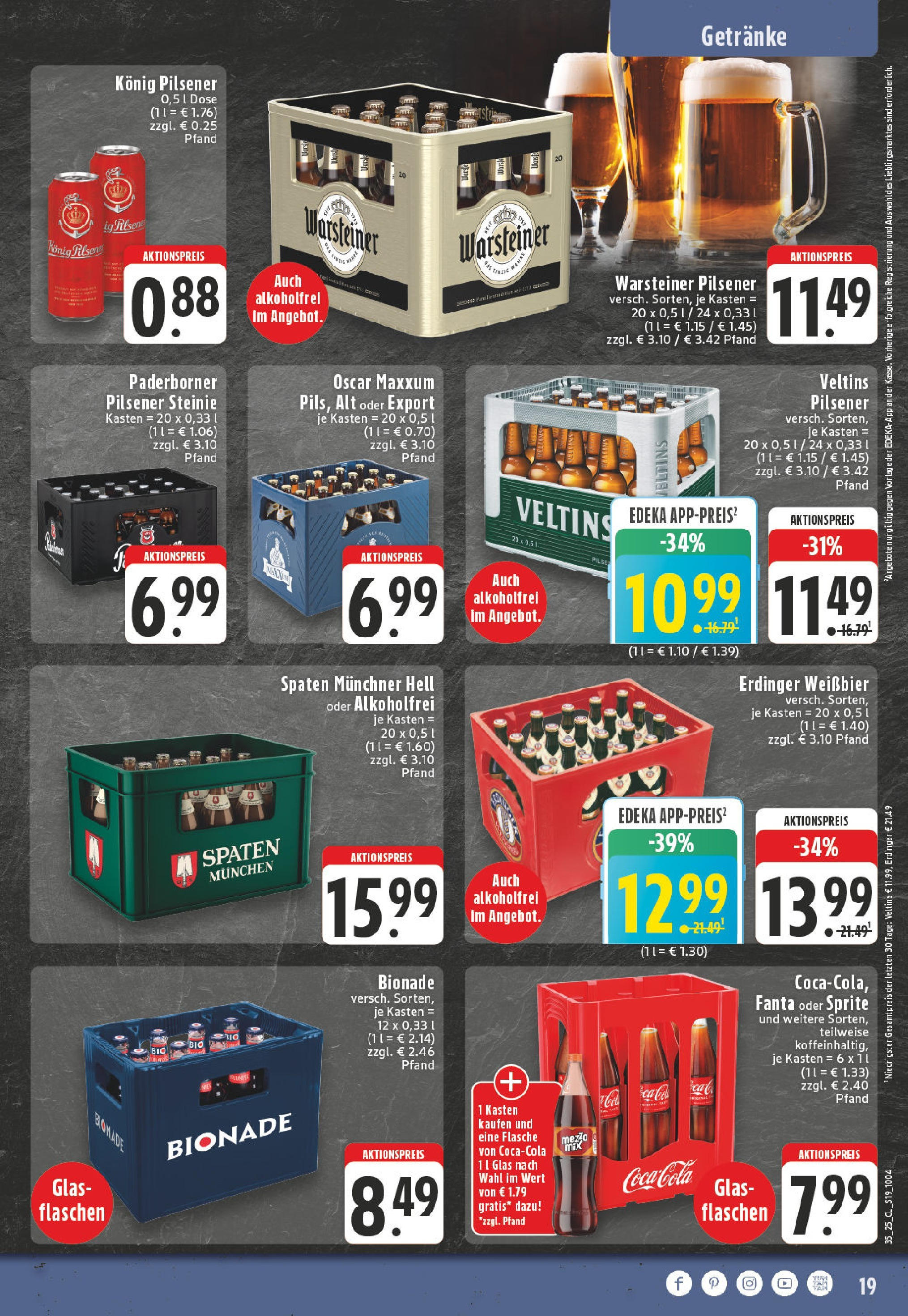 Edeka prospekt Versmold (ab 24.08.2025) » Angebote Online | Seite: 19 | Produkte: Sprite, Cola, Bionade, Veltins Edeka prospekt Versmold (ab 24.08.2025) » Angebote Online | Seite: 19 | Produkte: Sprite, Cola, Bionade, Veltins