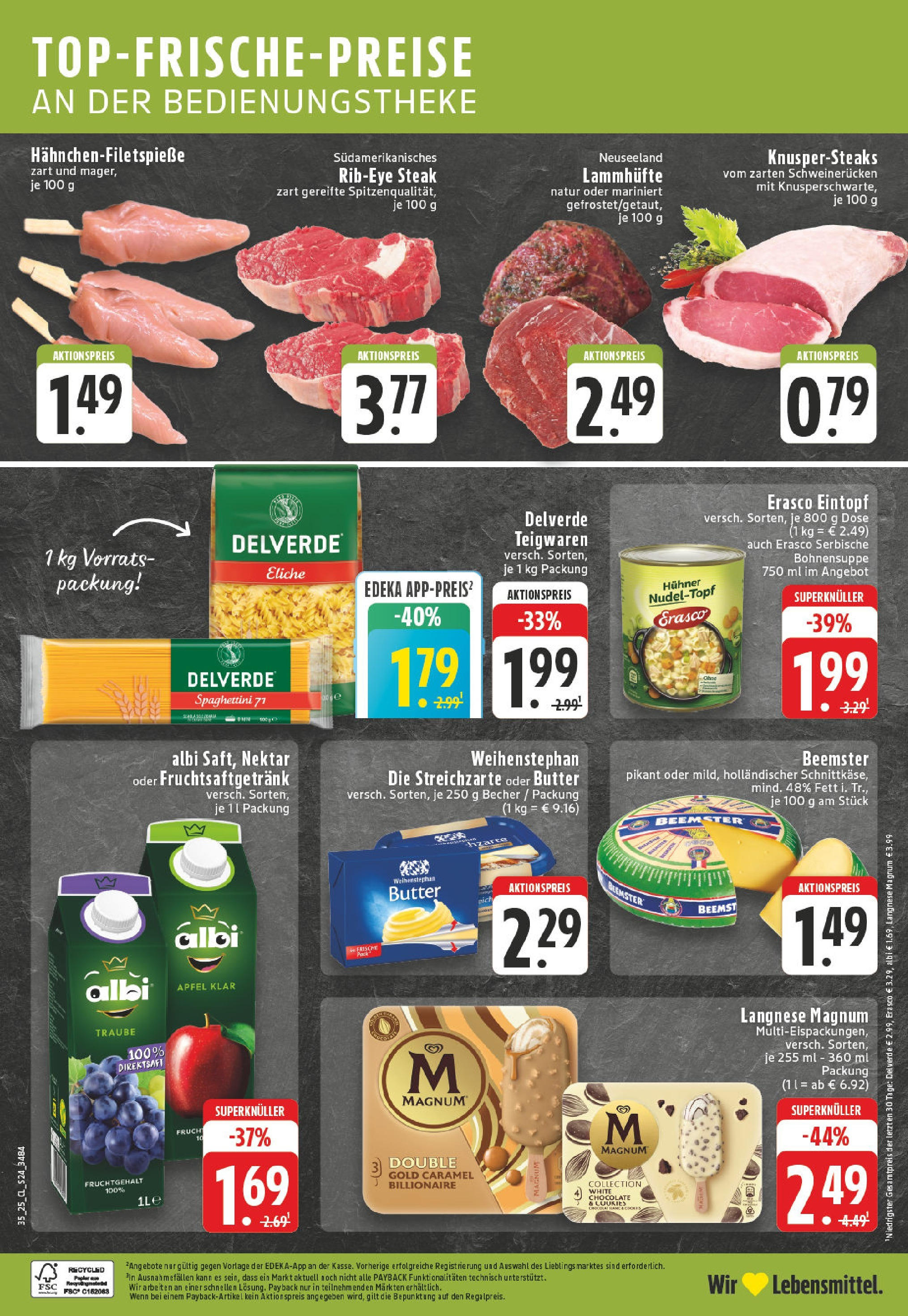 Edeka prospekt Hamm	 (ab 24.08.2025) » Angebote Online | Seite: 24 | Produkte: Langnese, Äpfel, Weihenstephan butter, Steak