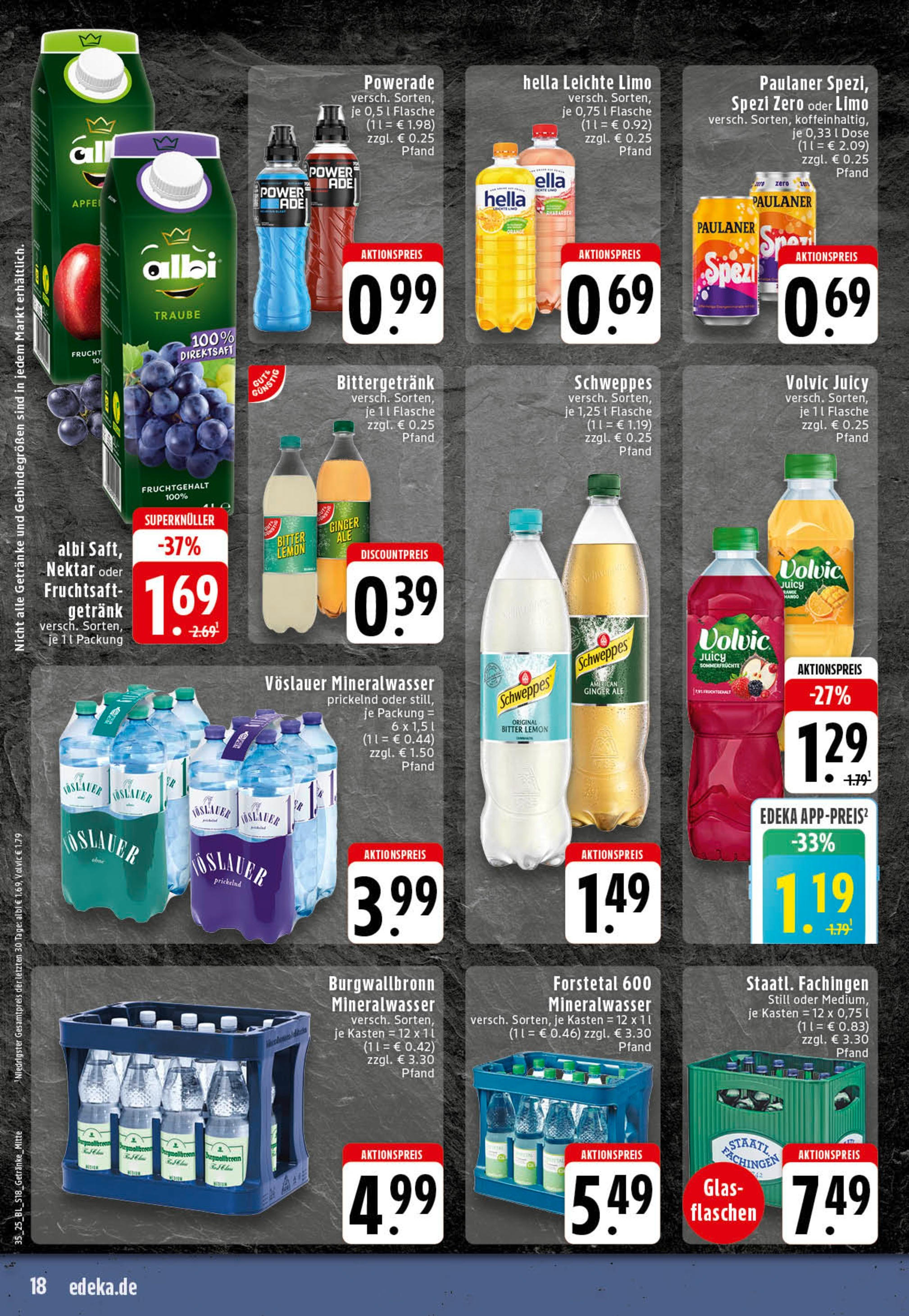 Edeka prospekt Essen (ab 25.08.2025) » Angebote Online | Seite: 18 | Produkte: Schweppes, Hella, Powerade, Paulaner Edeka prospekt Essen (ab 25.08.2025) » Angebote Online | Seite: 18 | Produkte: Schweppes, Hella, Powerade, Paulaner