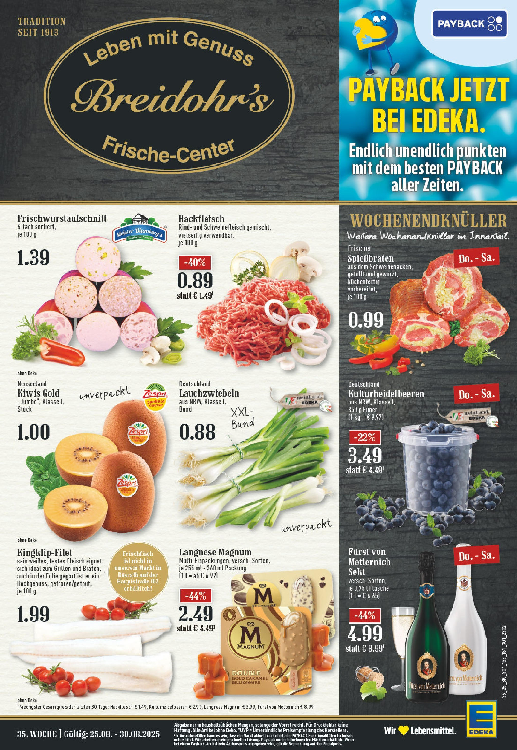 Edeka prospekt Bergisch Gladbach (ab 24.08.2025) » Angebote Online | Seite: 1 | Produkte: Langnese, Schweinefleisch, Kiwi, Fleisch Edeka prospekt Bergisch Gladbach (ab 24.08.2025) » Angebote Online | Seite: 1 | Produkte: Langnese, Schweinefleisch, Kiwi, Fleisch