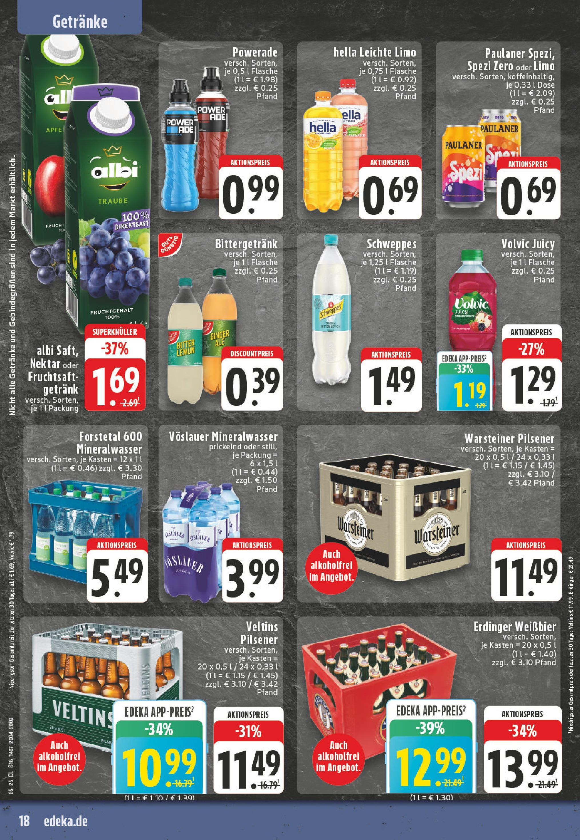 Edeka prospekt Erwitte (ab 24.08.2025) » Angebote Online | Seite: 18 | Produkte: Schweppes, Mineralwasser, Warsteiner, Powerade Edeka prospekt Erwitte (ab 24.08.2025) » Angebote Online | Seite: 18 | Produkte: Schweppes, Mineralwasser, Warsteiner, Powerade
