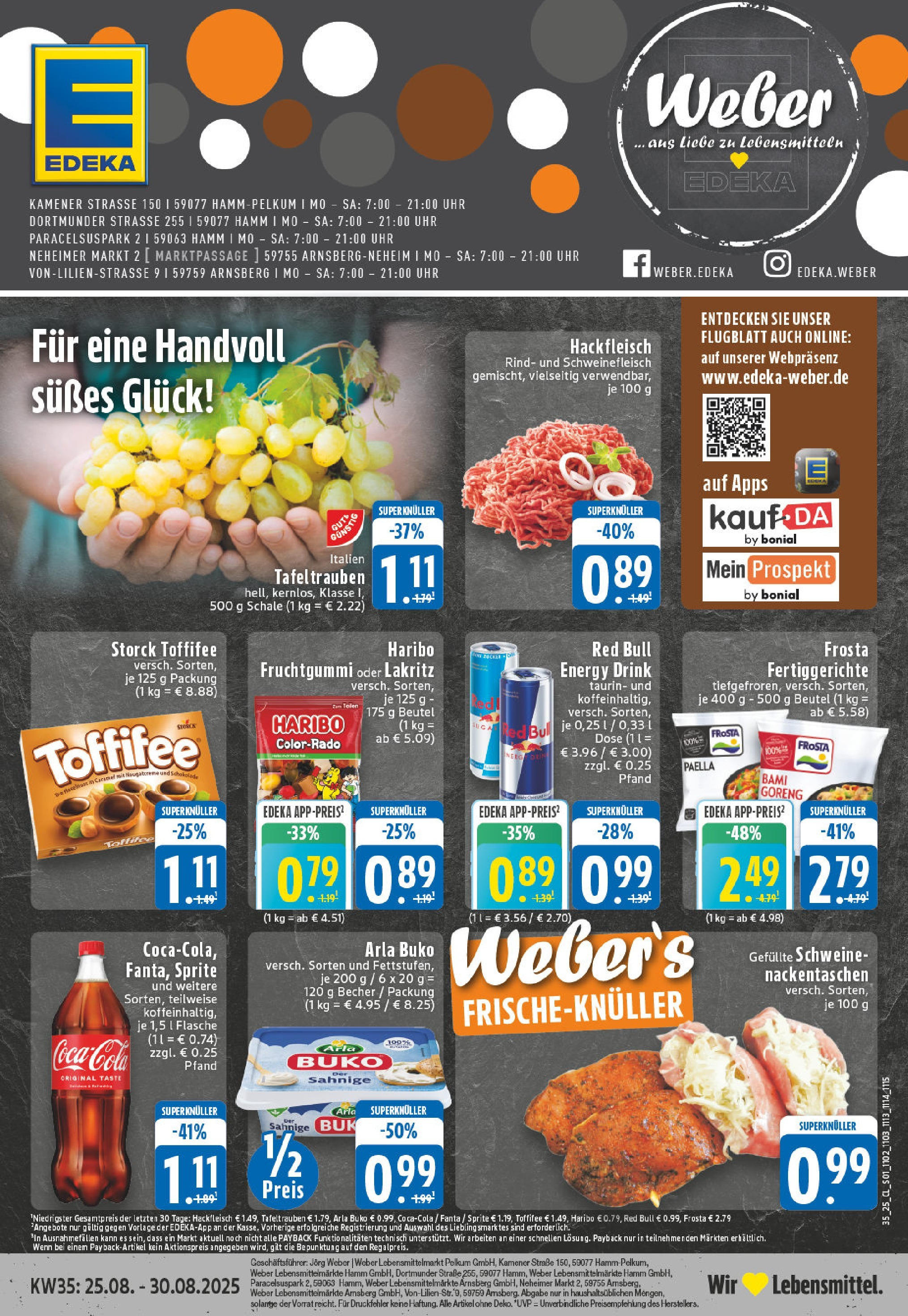 Edeka prospekt Arnsberg (ab 24.08.2025) » Angebote Online | Seite: 1 | Produkte: Red bull, Fanta, Sprite, Schweinefleisch Edeka prospekt Arnsberg (ab 24.08.2025) » Angebote Online | Seite: 1 | Produkte: Red bull, Fanta, Sprite, Schweinefleisch