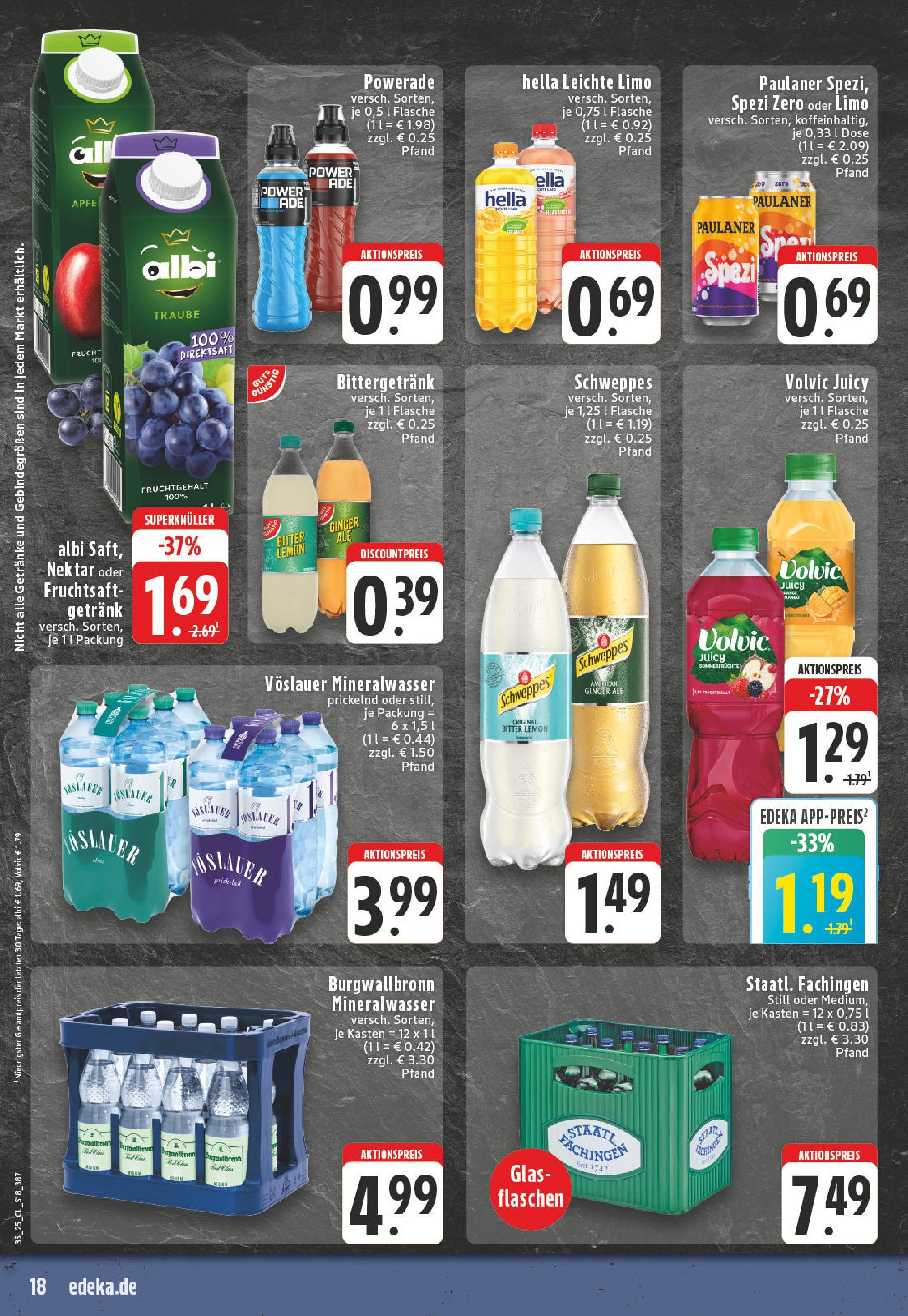 Edeka prospekt Bedburg Hau	 (ab 24.08.2025) » Angebote Online | Seite: 18 | Produkte: Schweppes, Mineralwasser, Hella, Fruchtsaft