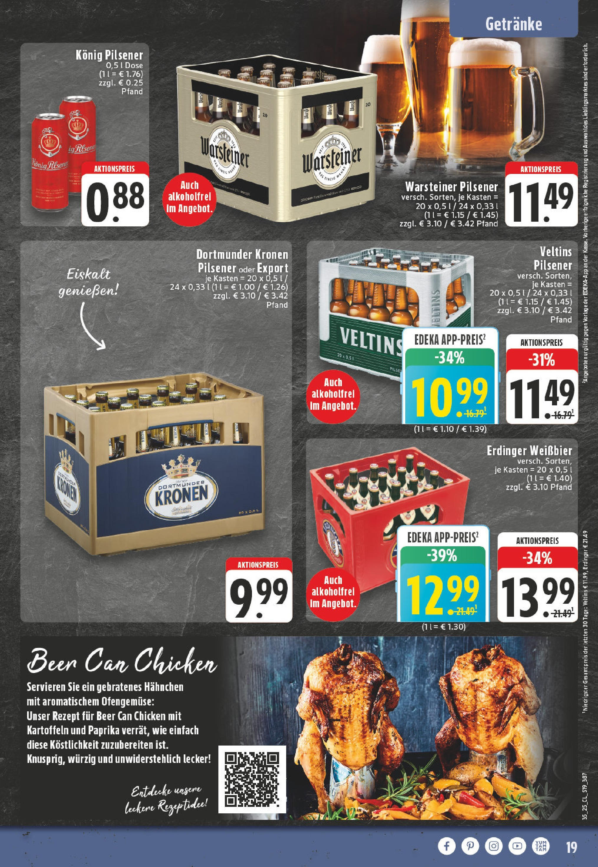 Edeka prospekt Bedburg Hau	 (ab 24.08.2025) » Angebote Online | Seite: 19 | Produkte: Hahnchen, Kartoffeln, Paprika, Warsteiner