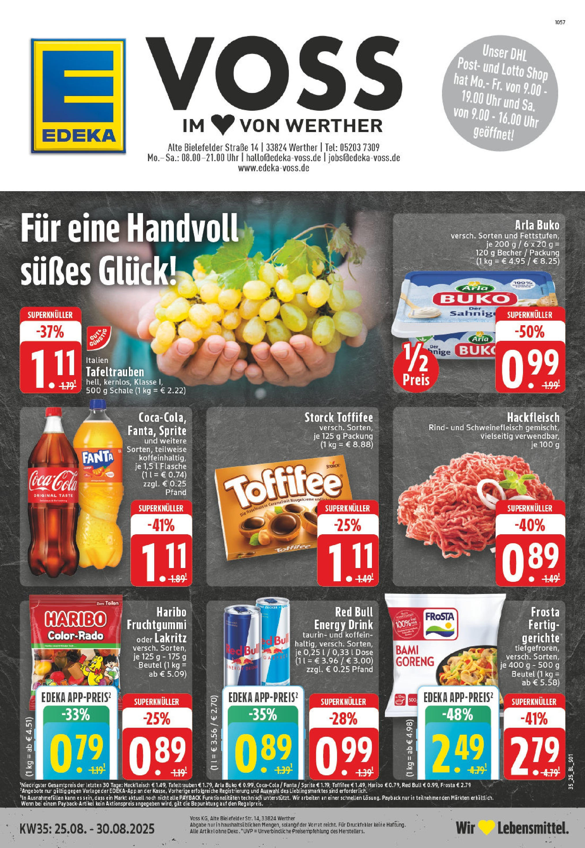 Edeka prospekt Werther (ab 24.08.2025) » Angebote Online | Seite: 1 | Produkte: Fanta, Haribo, Cola, Frosta Edeka prospekt Werther (ab 24.08.2025) » Angebote Online | Seite: 1 | Produkte: Fanta, Haribo, Cola, Frosta