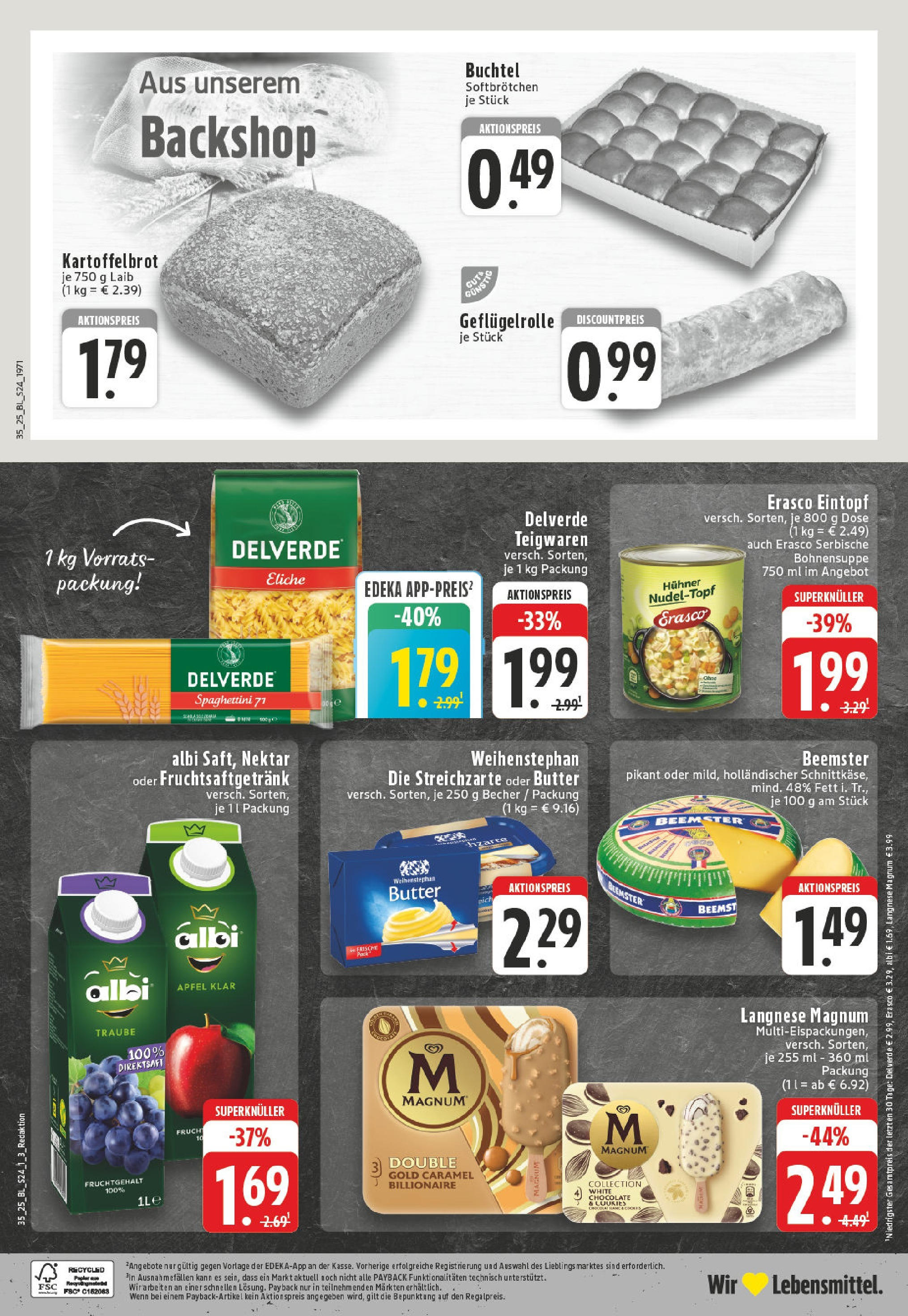 Edeka prospekt Altena	 (ab 24.08.2025) » Angebote Online | Seite: 24 | Produkte: Langnese, Äpfel, Pasta, Erasco